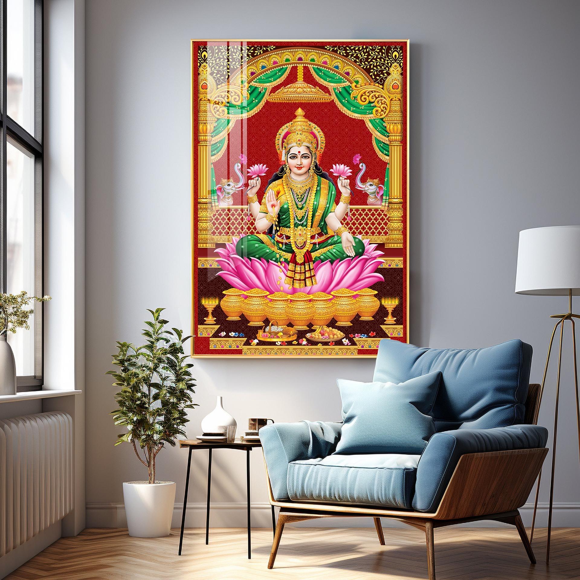 Lakshmi's Blessing Premium Acrylic Vertical Wall Art - Image 3
