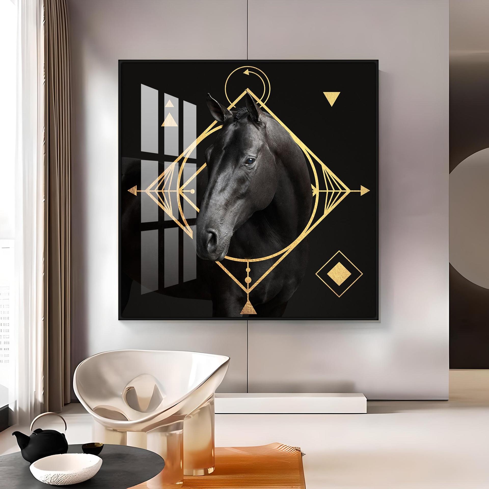Gold Foil Horse Premium Acrylic Square Wall Art - Image 8