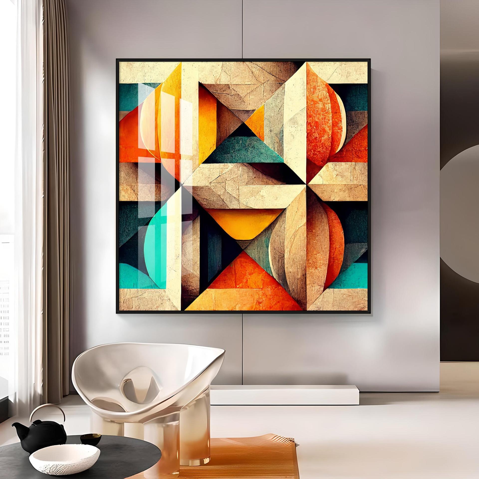 Seamless Pattern Shapes Premium Acrylic Square Wall Art - Image 11