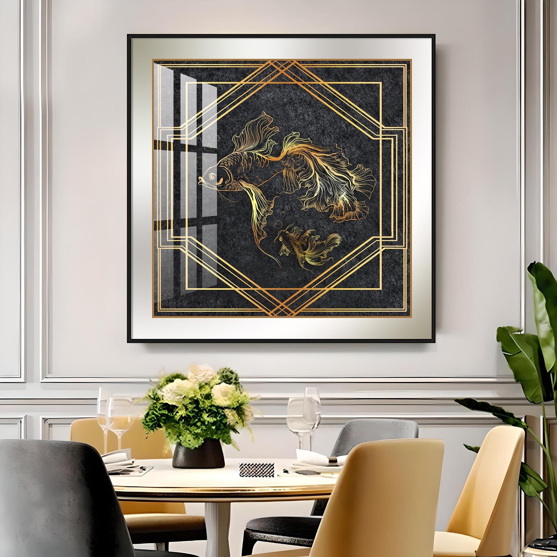 Modern Fashionable Gold Foil Goldfish Premium Acrylic Square Wall Art - Image 17