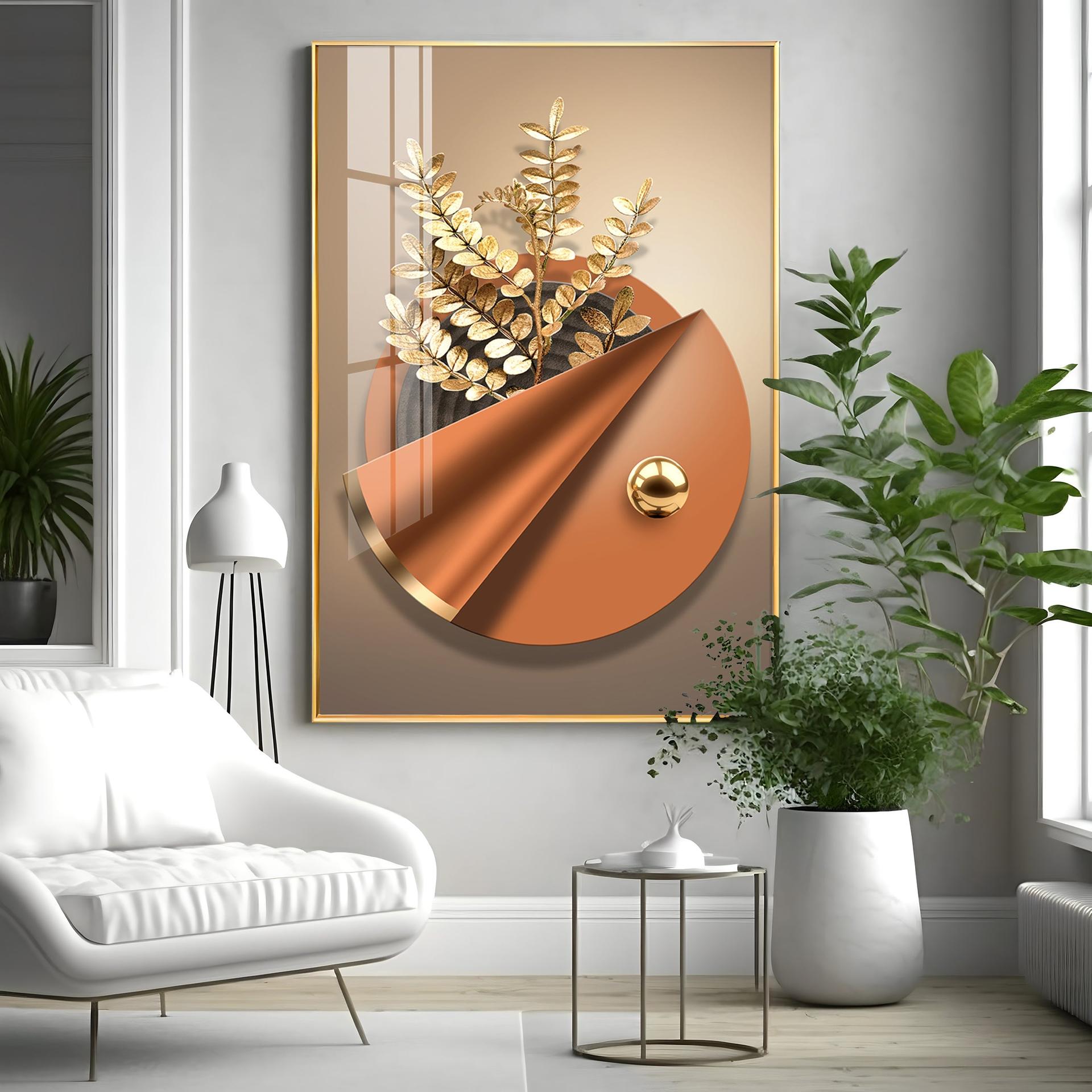 Aura Golden Petals Luxury Crystal Vertical Wall Art - Image 2