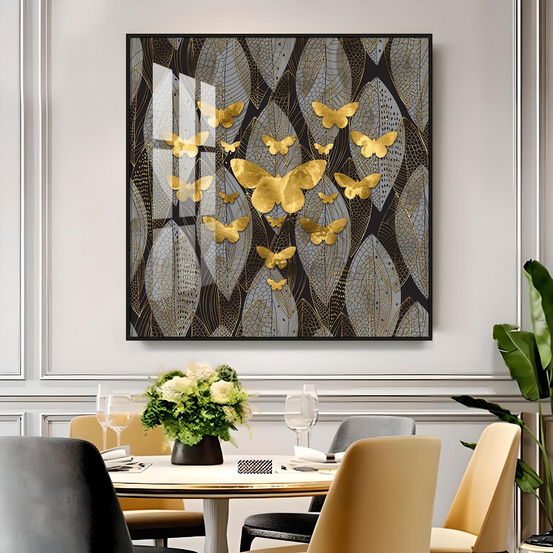 Golden Butterfly Light Luxury Premium Acrylic Square Wall Art - Image 17