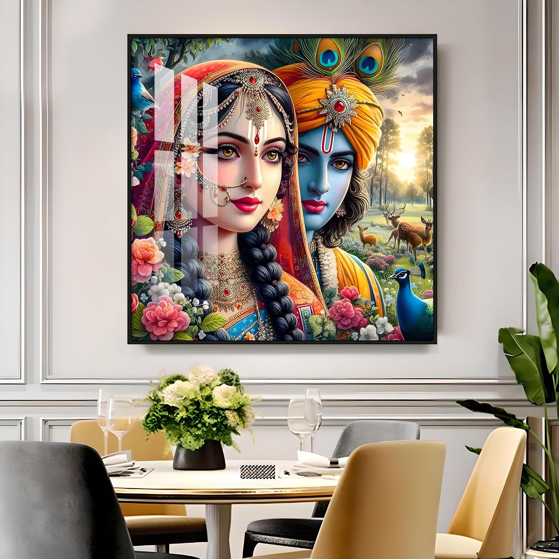 Lovely Radha Krishna Premium Acrylic Square Wall Art - Image 11