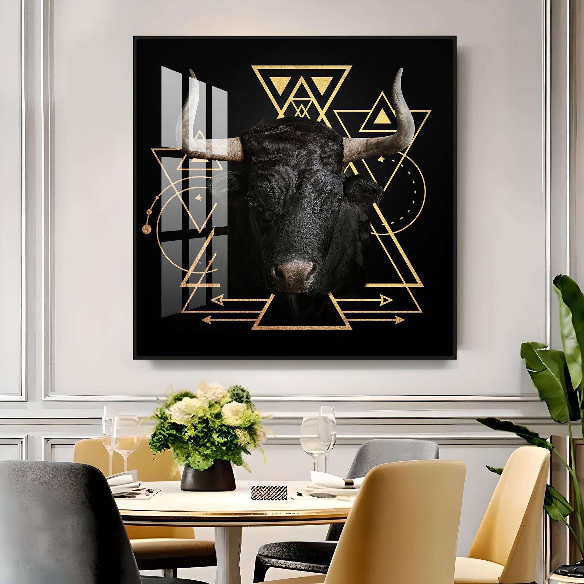 Gold Foil Geometric Figure Yak Premium Acrylic Square Wall Art - Image 12