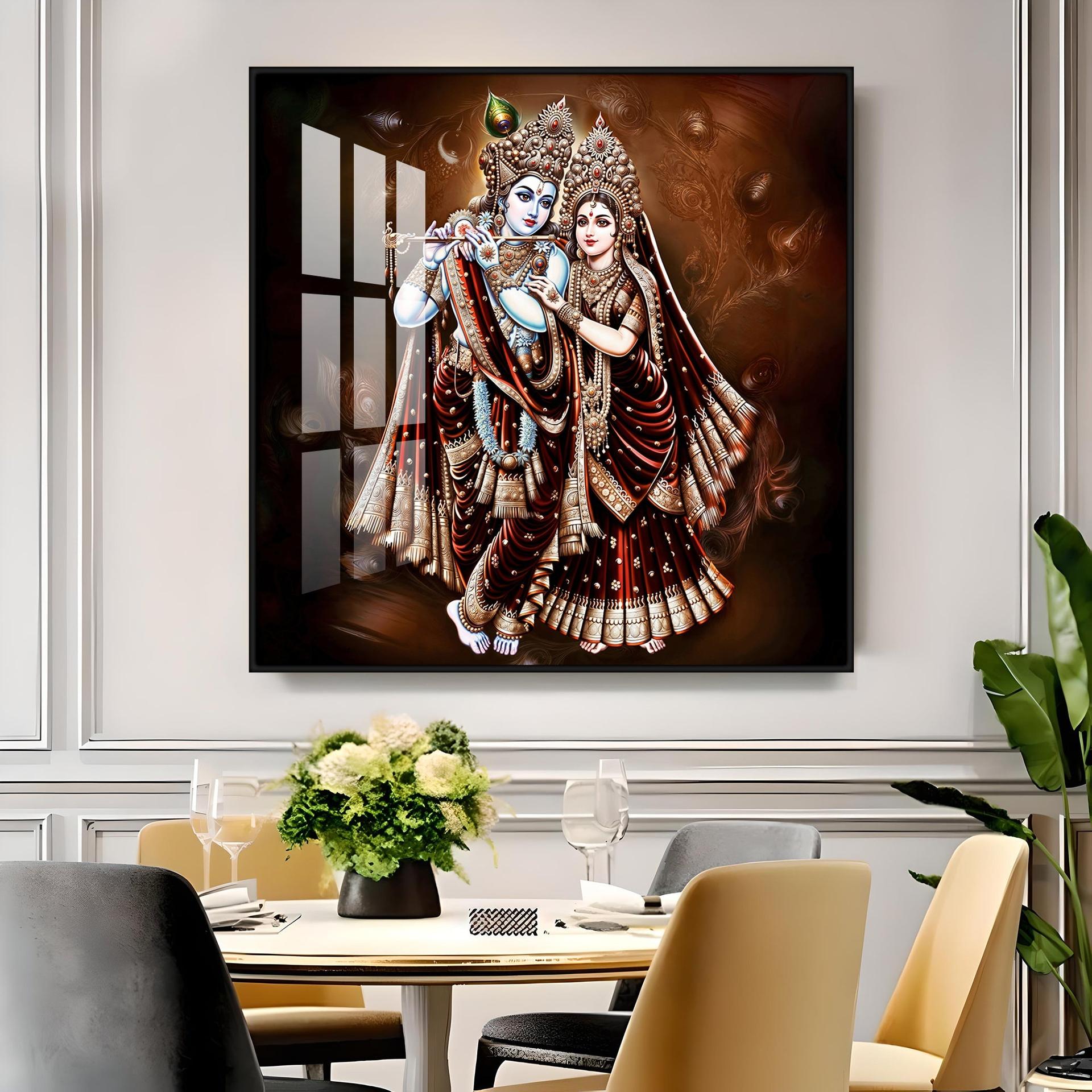 Beautiful Radha Krishna Premium Acrylic Square Wall Art - Image 11