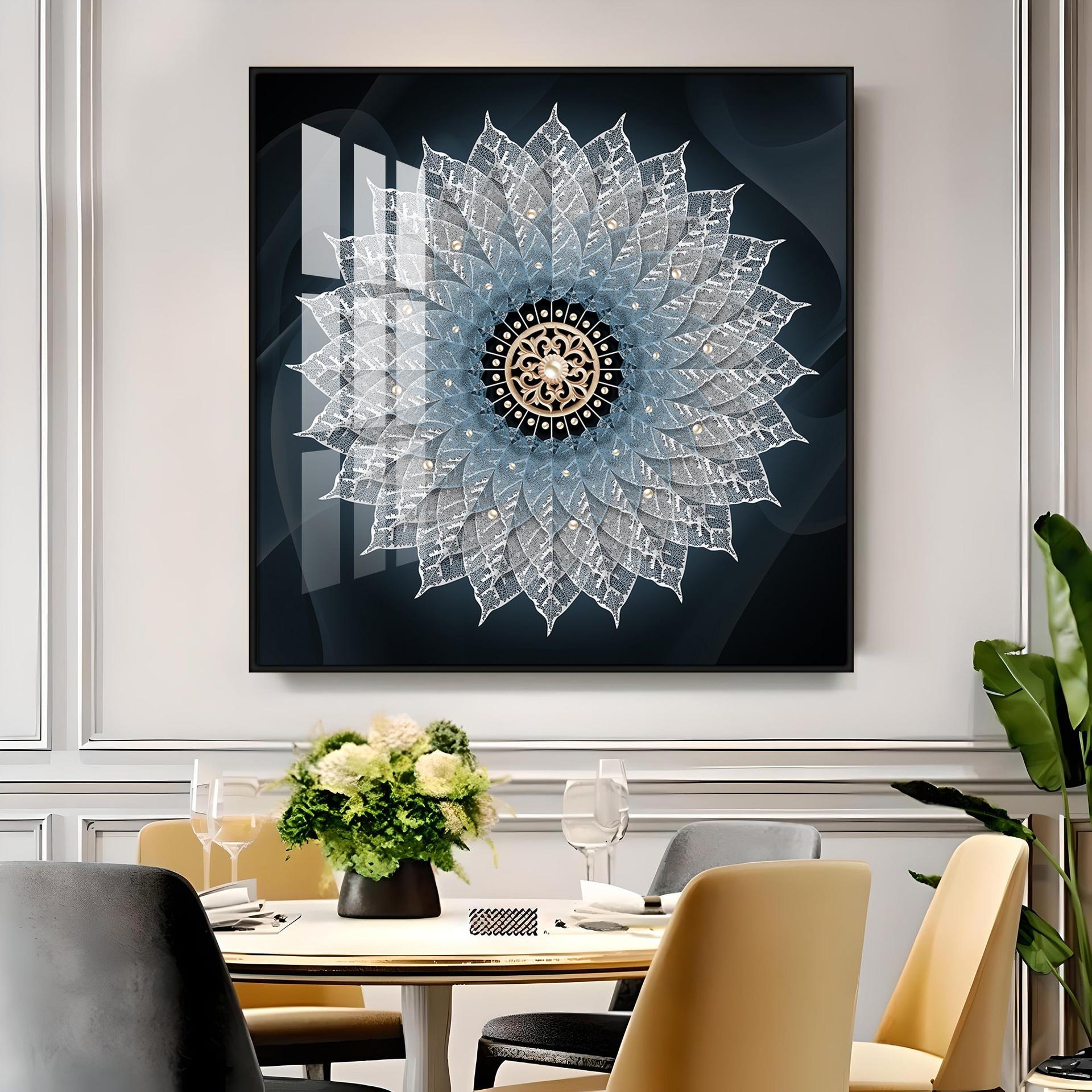 Crystal Flower Mandala Premium Acrylic Square Wall Art - Image 14