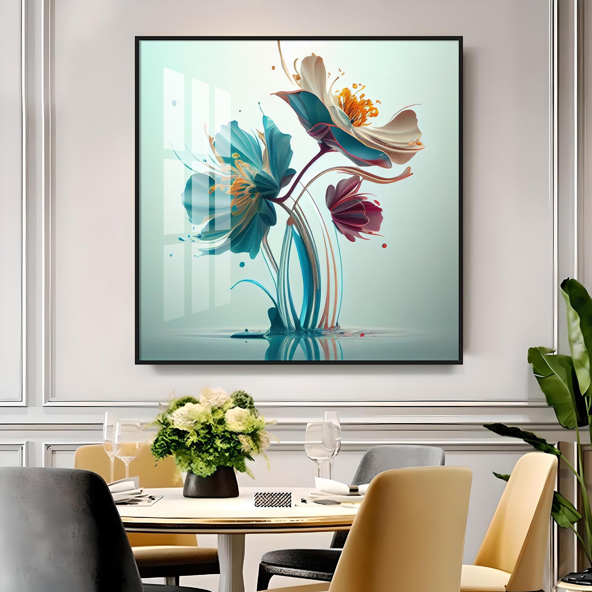 Beautiful Surrealistic Flowers Premium Acrylic Square Wall Art - Image 11