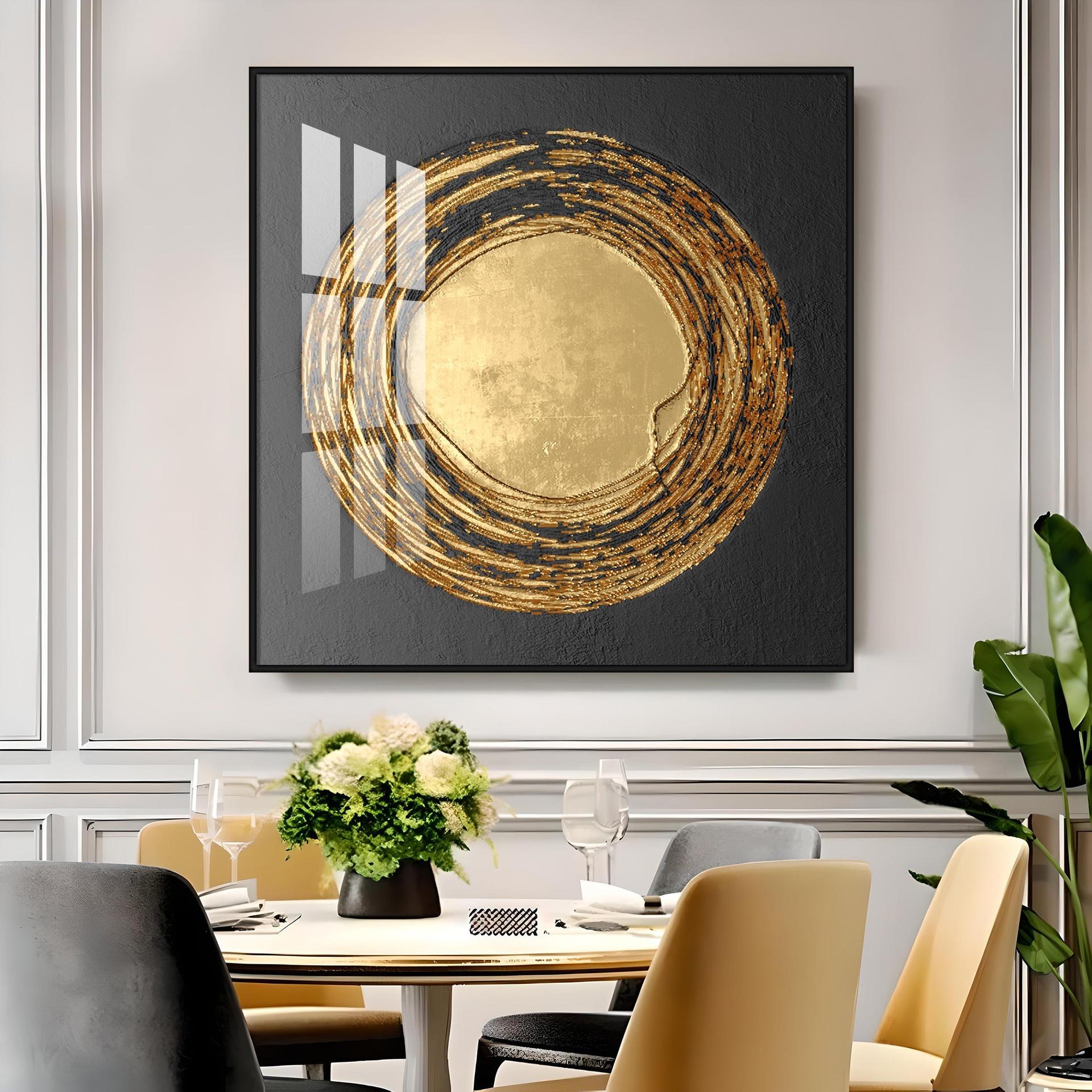 Retro Golden Circle Premium Acrylic Square Wall Art - Image 10