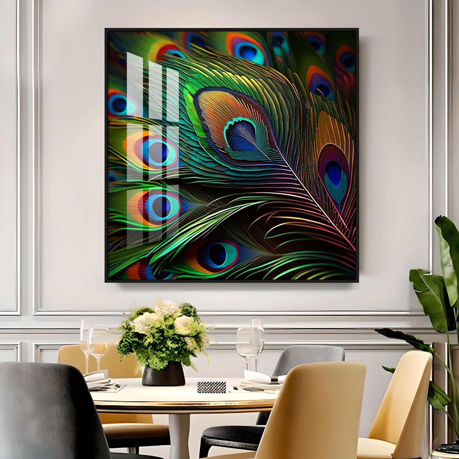 Peacock Feather Premium Acrylic Square Wall Art - Image 16