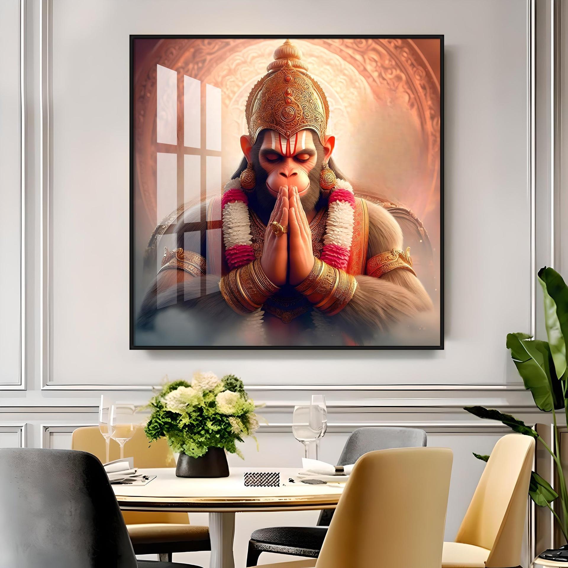 Powerful Hanuman Ji Premium Acrylic Square Wall Art - Image 10