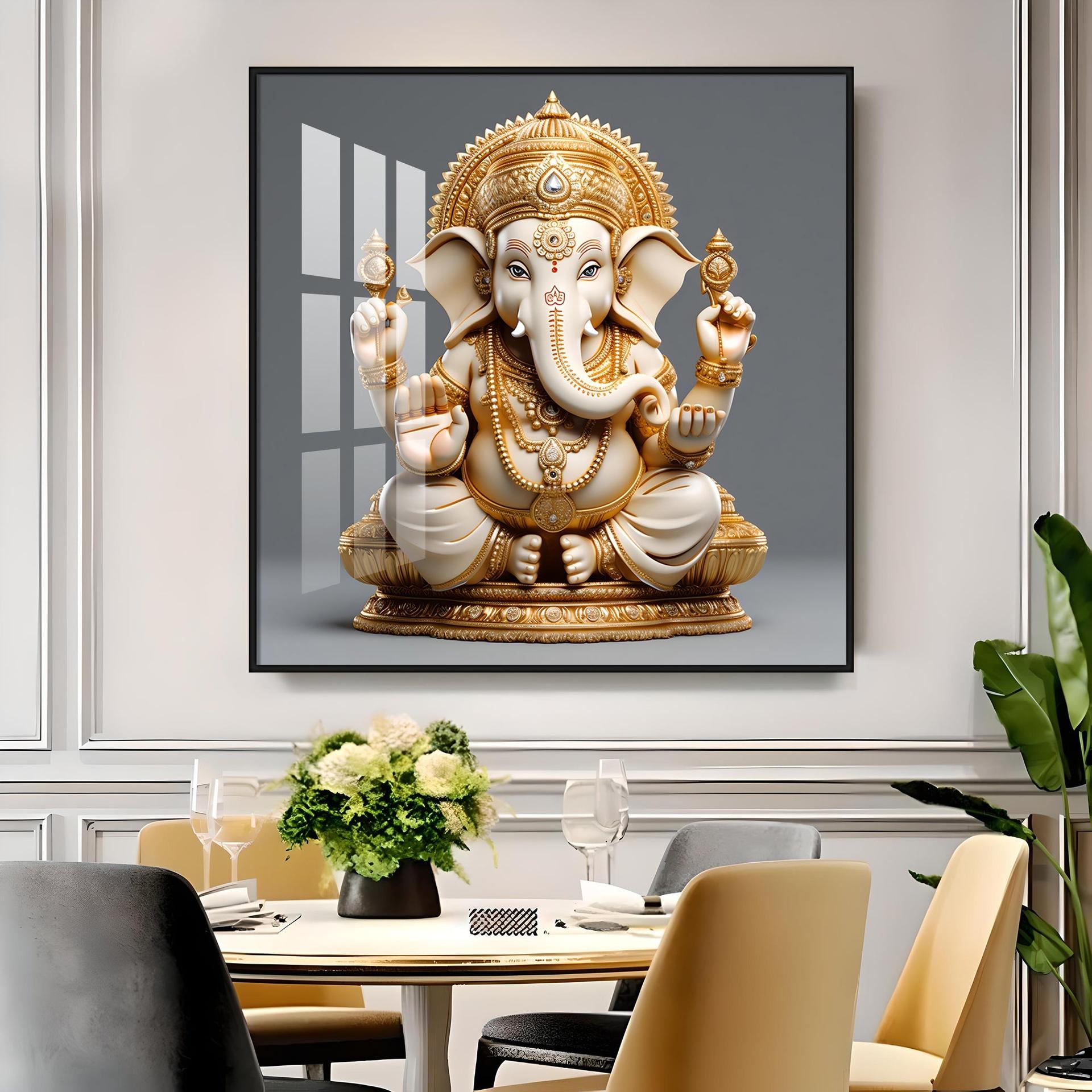Cute Ganpati Premium Acrylic Square Wall Art - Image 8