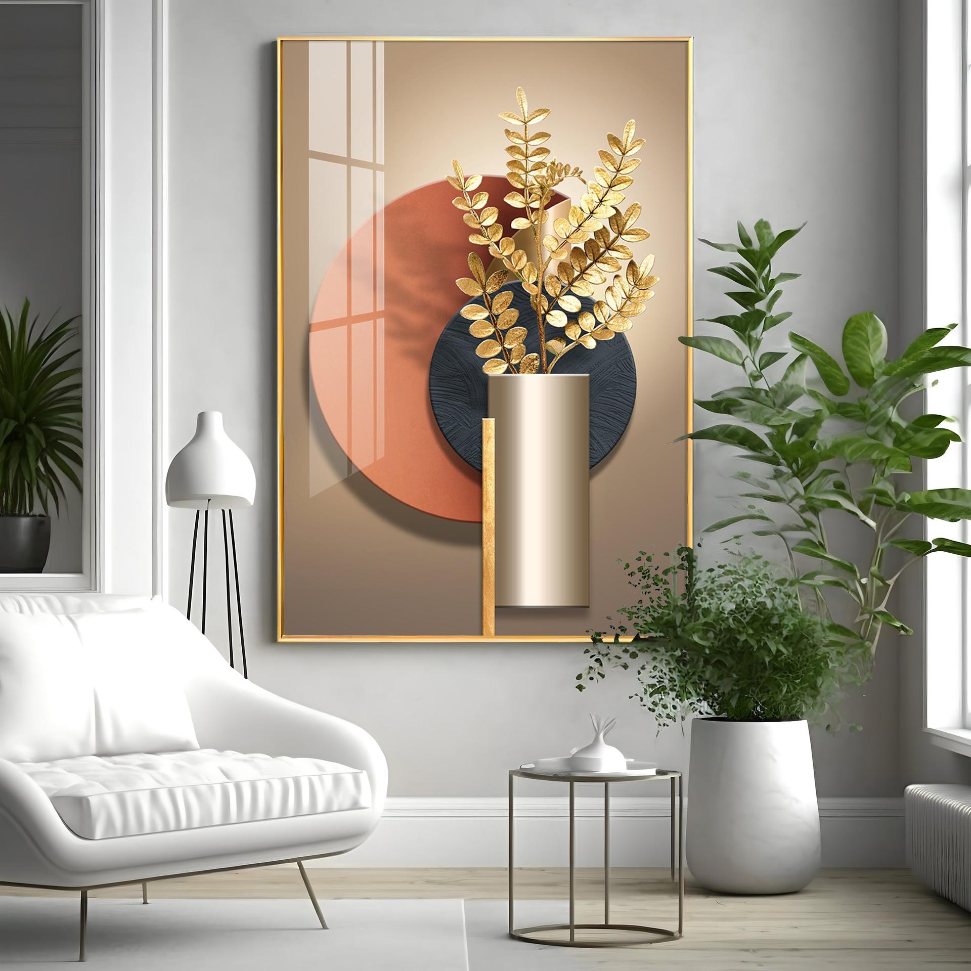 Floral Serenity Vase Premium Acrylic Vertical Wall Art - Image 3