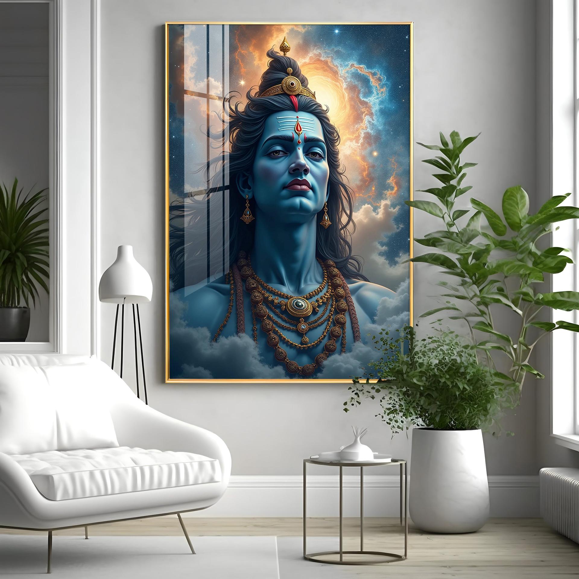 Lord Shiva In The Clouds Premium Acrylic Wall Art - Image 14