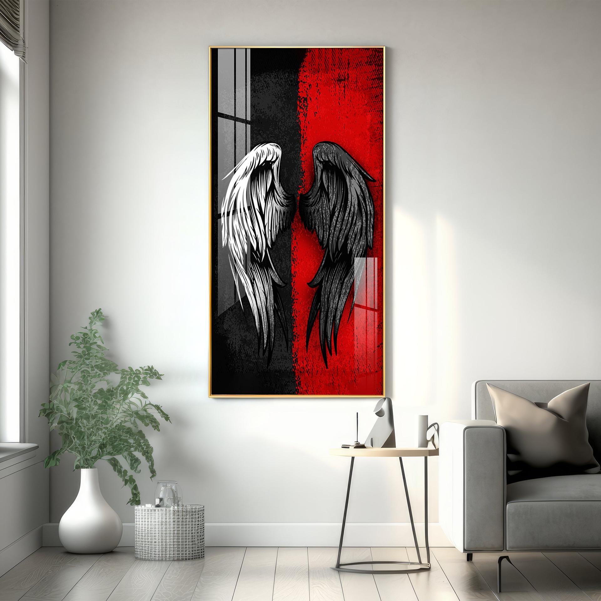 Shadowed Wings Of Passion Premium Acrylic Vertical Wall Art - Image 3