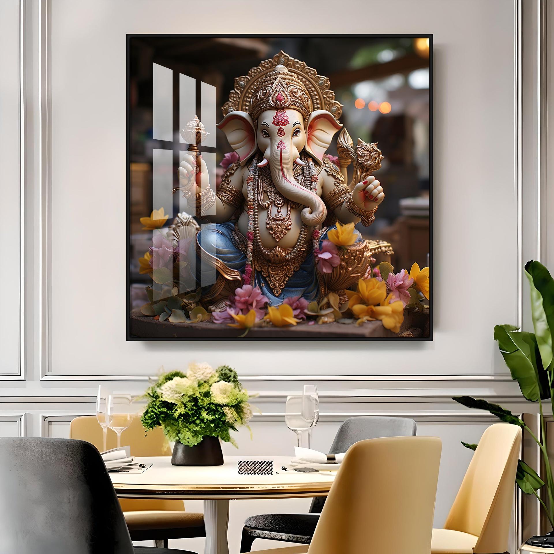 Karya Siddh Ganesh Premium Acrylic Square Wall Art - Image 15