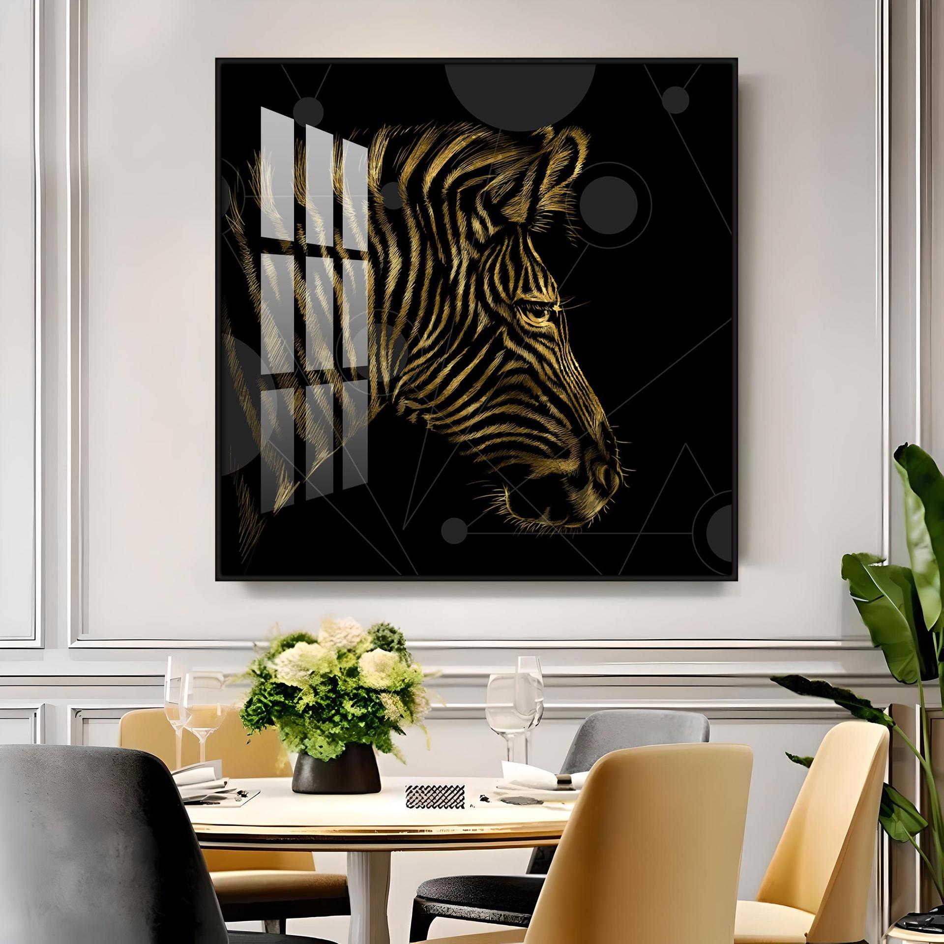 Modern Zebra Abstract Art Living Room Premium Acrylic Square Wall Art - Image 12