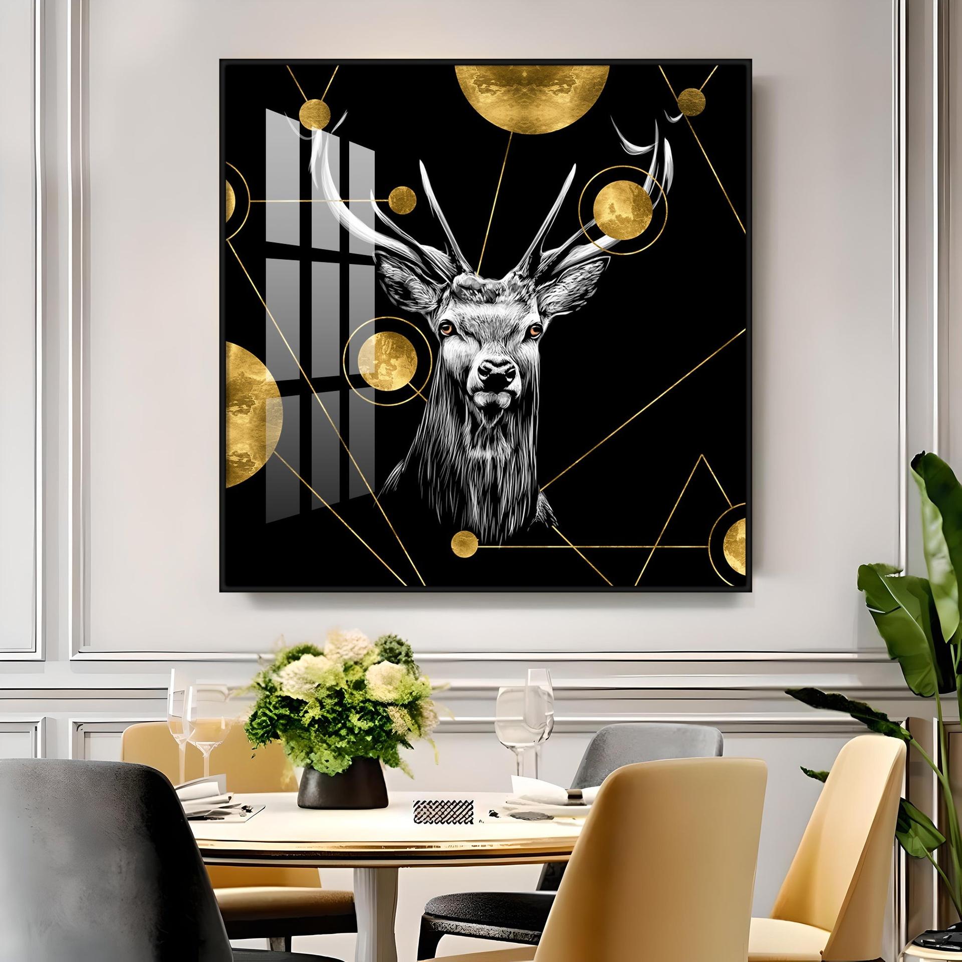 Light Luxury Elk Abstract Art Living Room Premium Acrylic Square Wall Art - Image 14