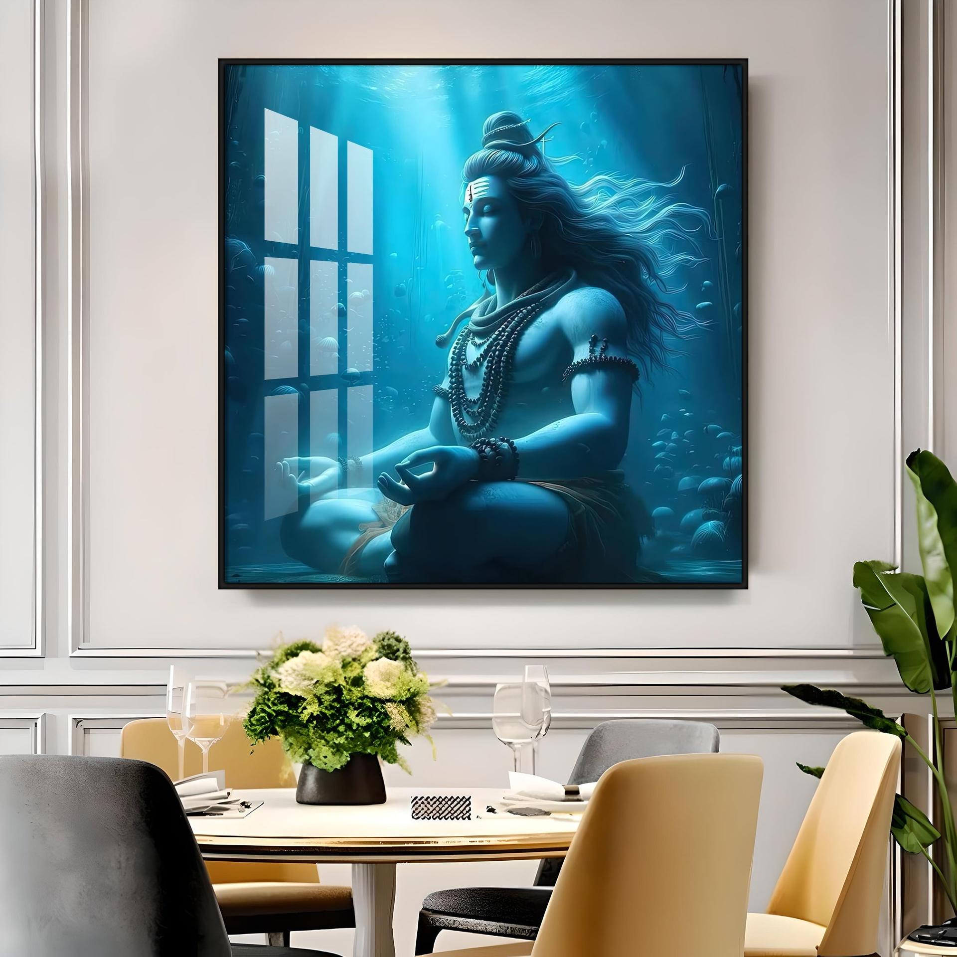 Meditating Shiva Premium Acrylic Square Wall Art - Image 14