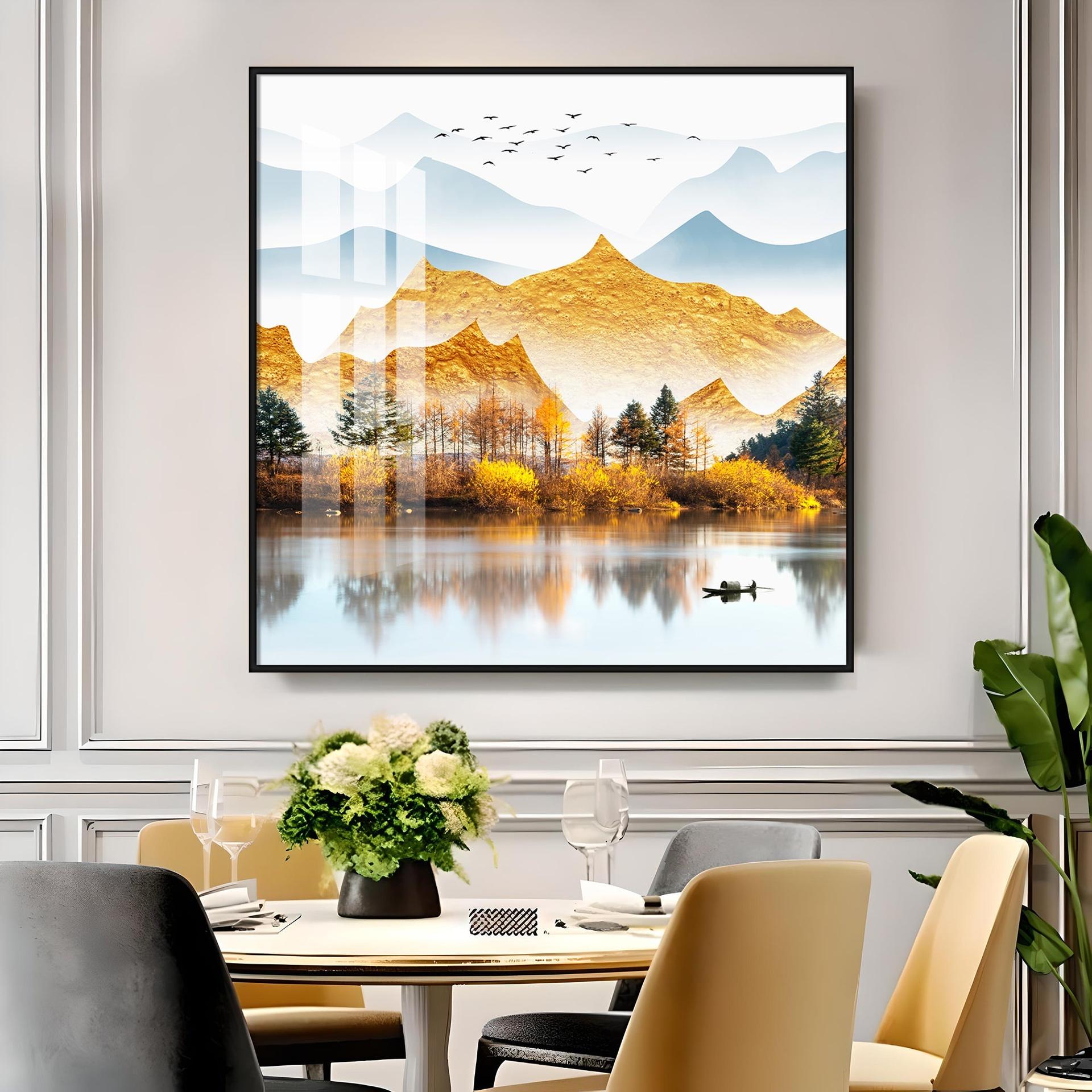 Sun Kissed Mountains Premium Acrylic Square Wall Art - Image 8