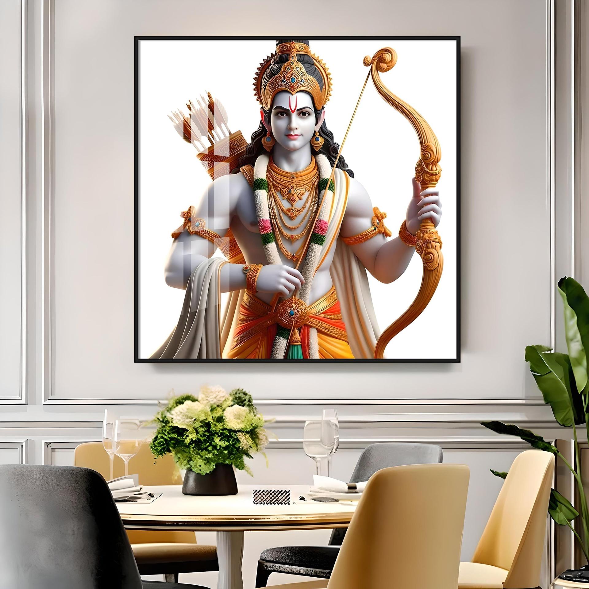 King Of Ayodhya Shree Ram Premium Acrylic Square Wall Art - Image 11