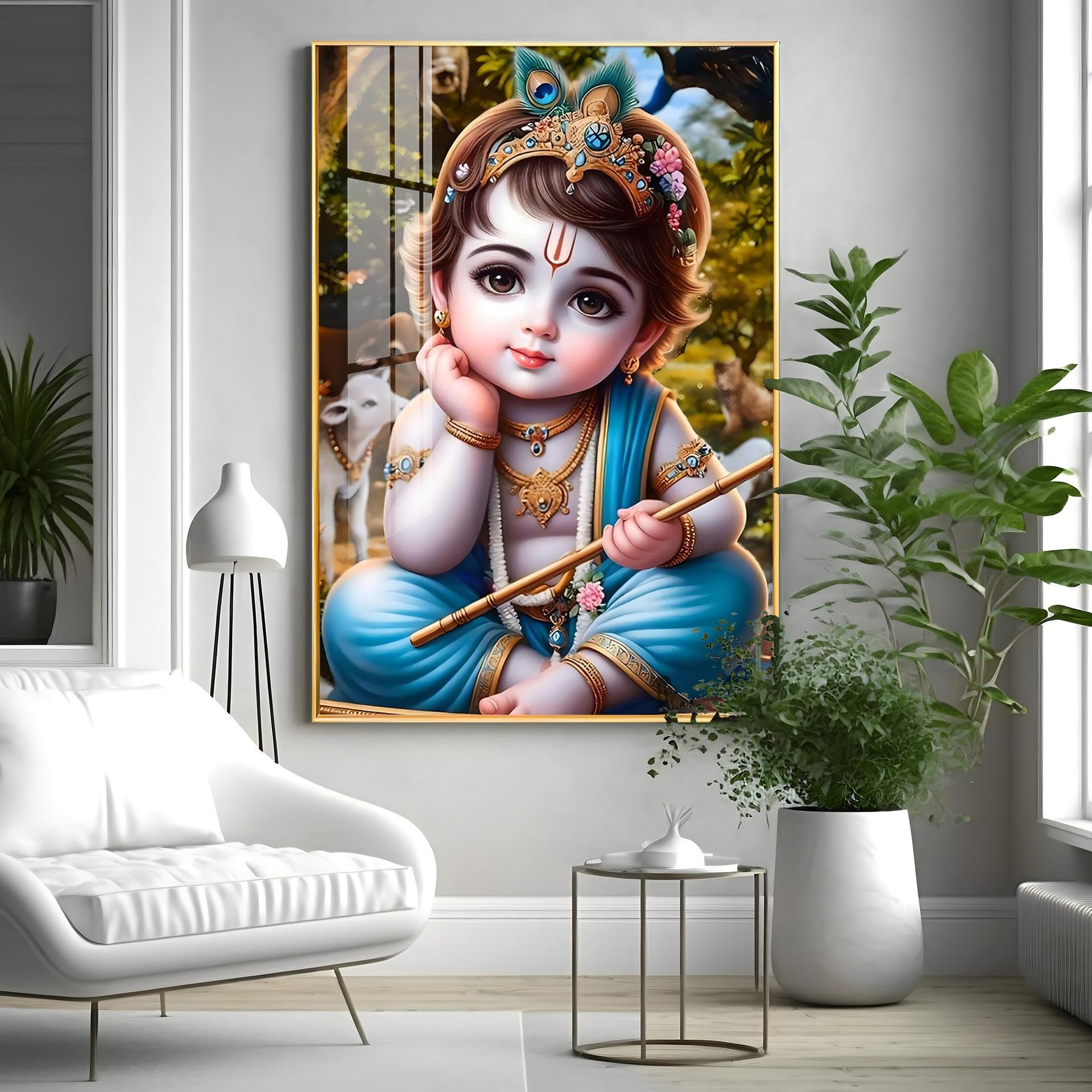 Little Krishna Reverberations Premium Vertical Acrylic Wall Art - Image 3