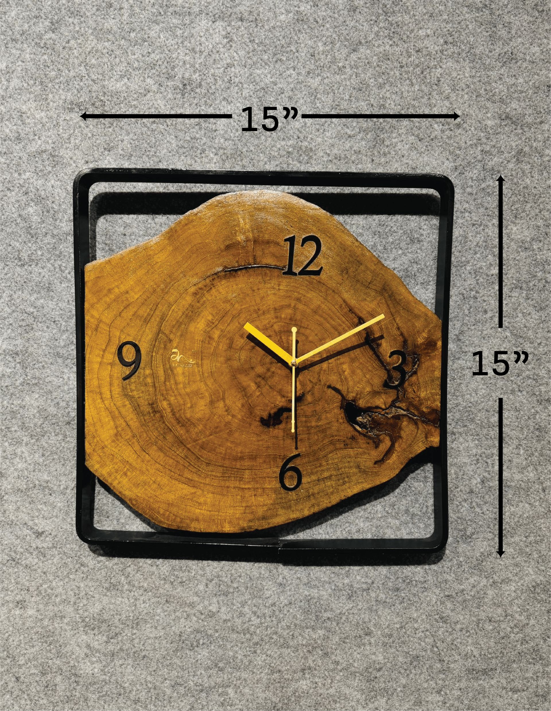 Handmade Natural Wood & Metal Frame Wall Clock - Image 4