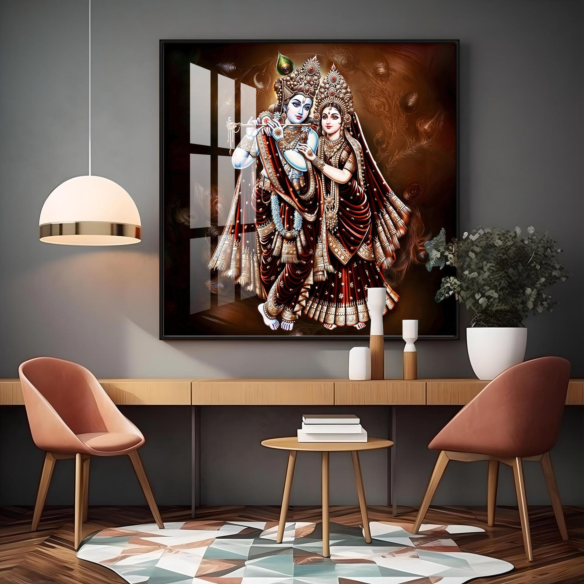 Beautiful Radha Krishna Premium Acrylic Square Wall Art - Image 7