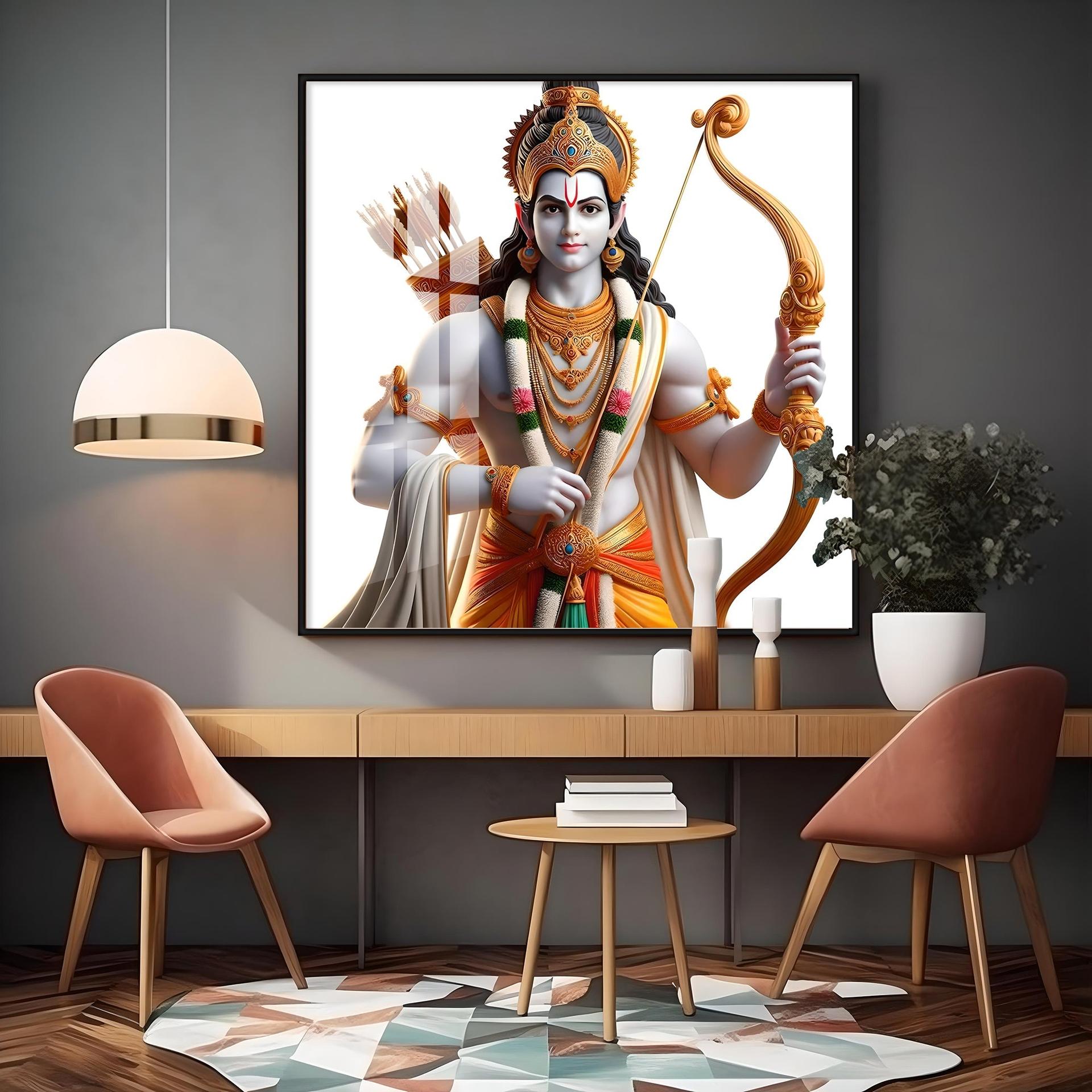 King Of Ayodhya Shree Ram Premium Acrylic Square Wall Art - Image 15