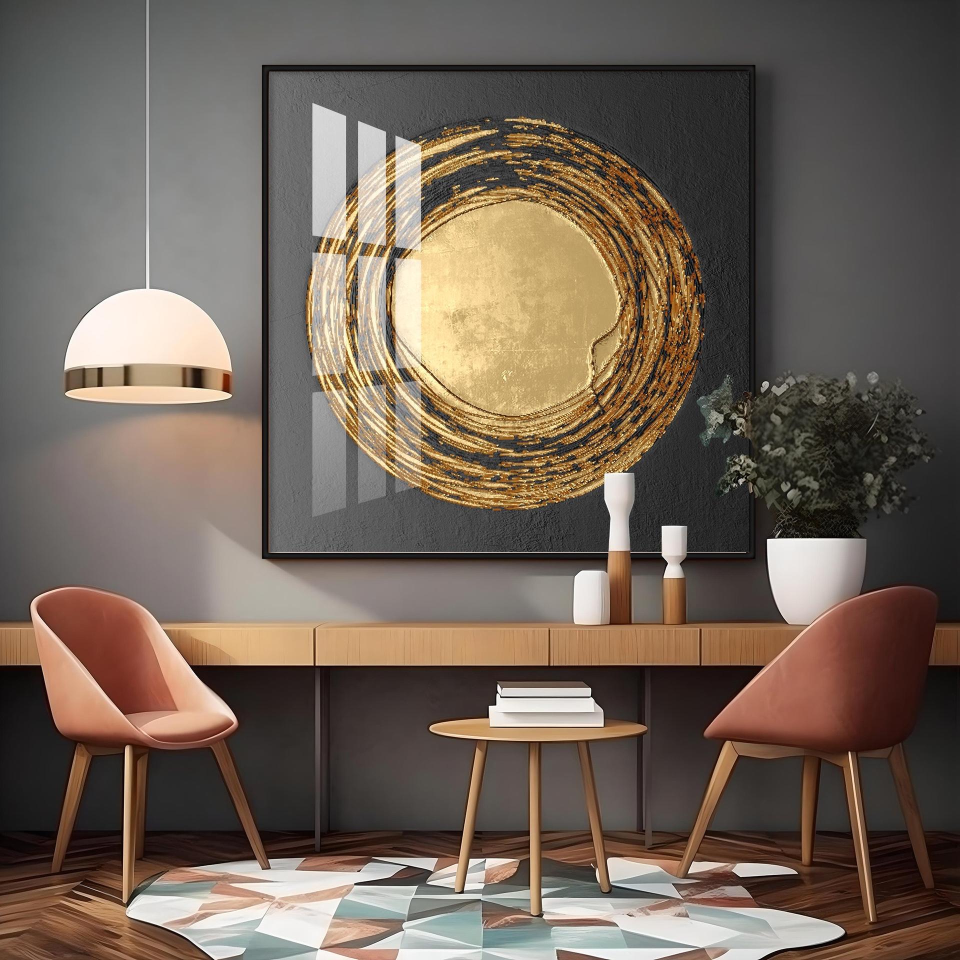 Retro Golden Circle Premium Acrylic Square Wall Art - Image 8