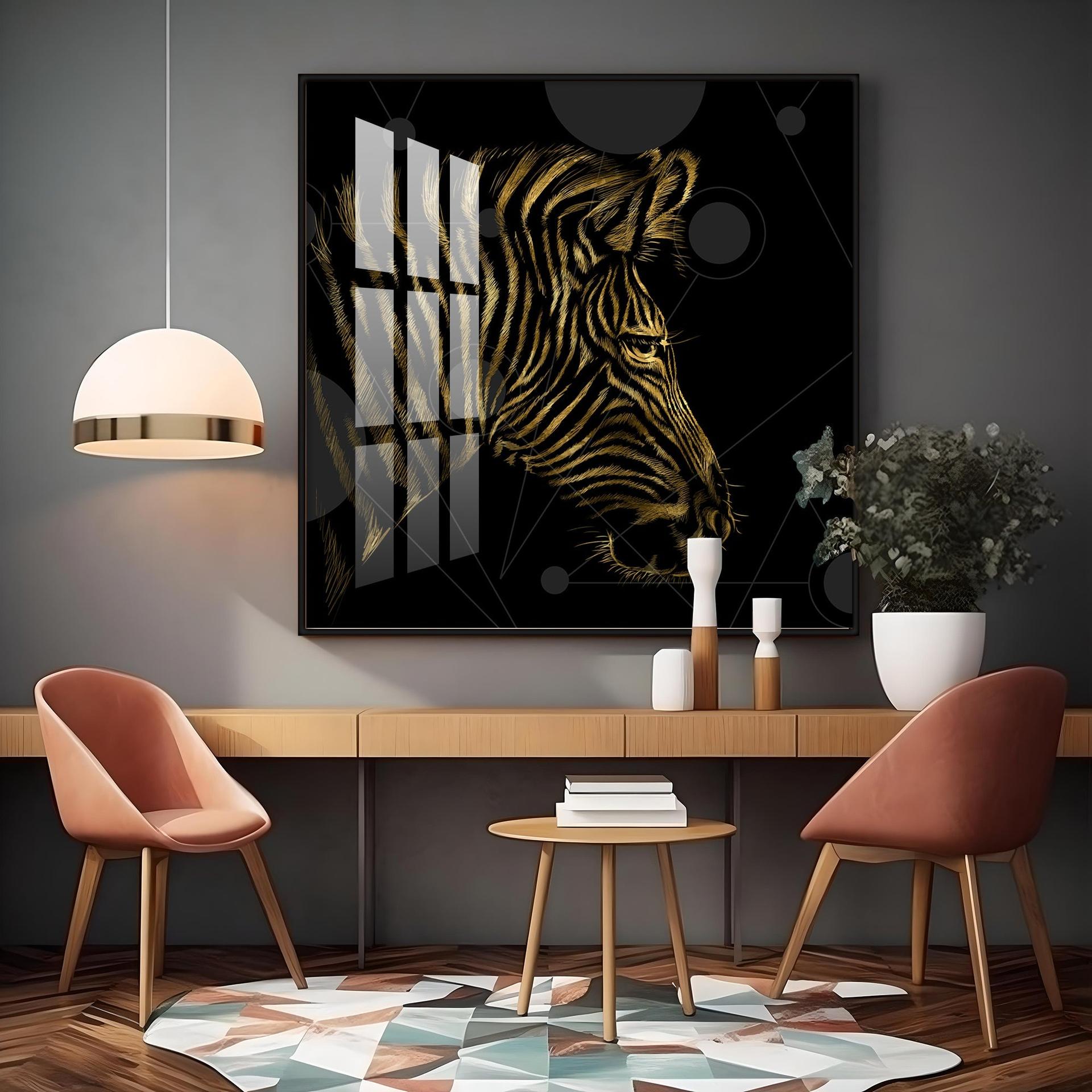 Modern Zebra Abstract Art Living Room Premium Acrylic Square Wall Art - Image 14