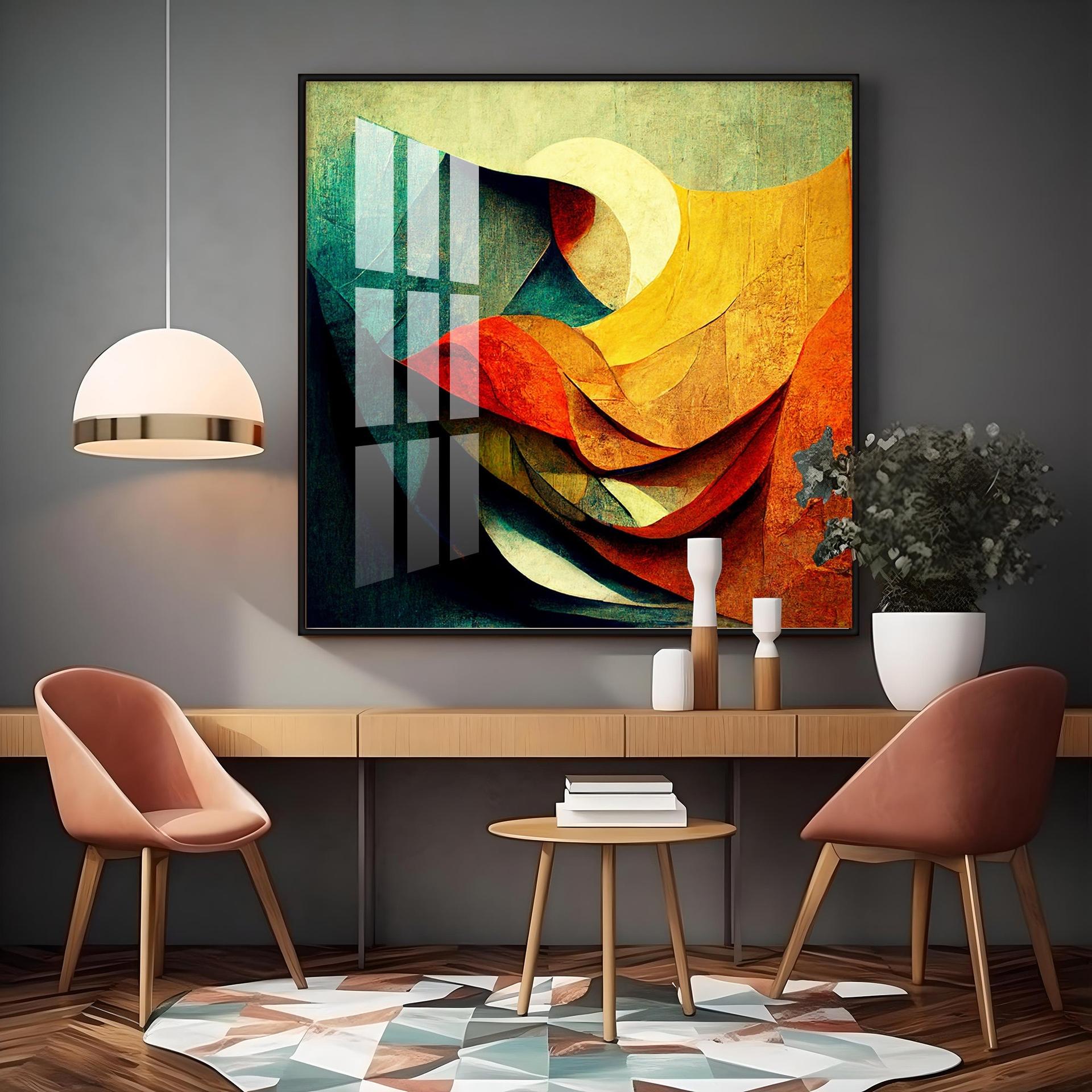 Abstract Contemporary Modern Watercolor Art Premium Acrylic Square Wall Art - Image 12