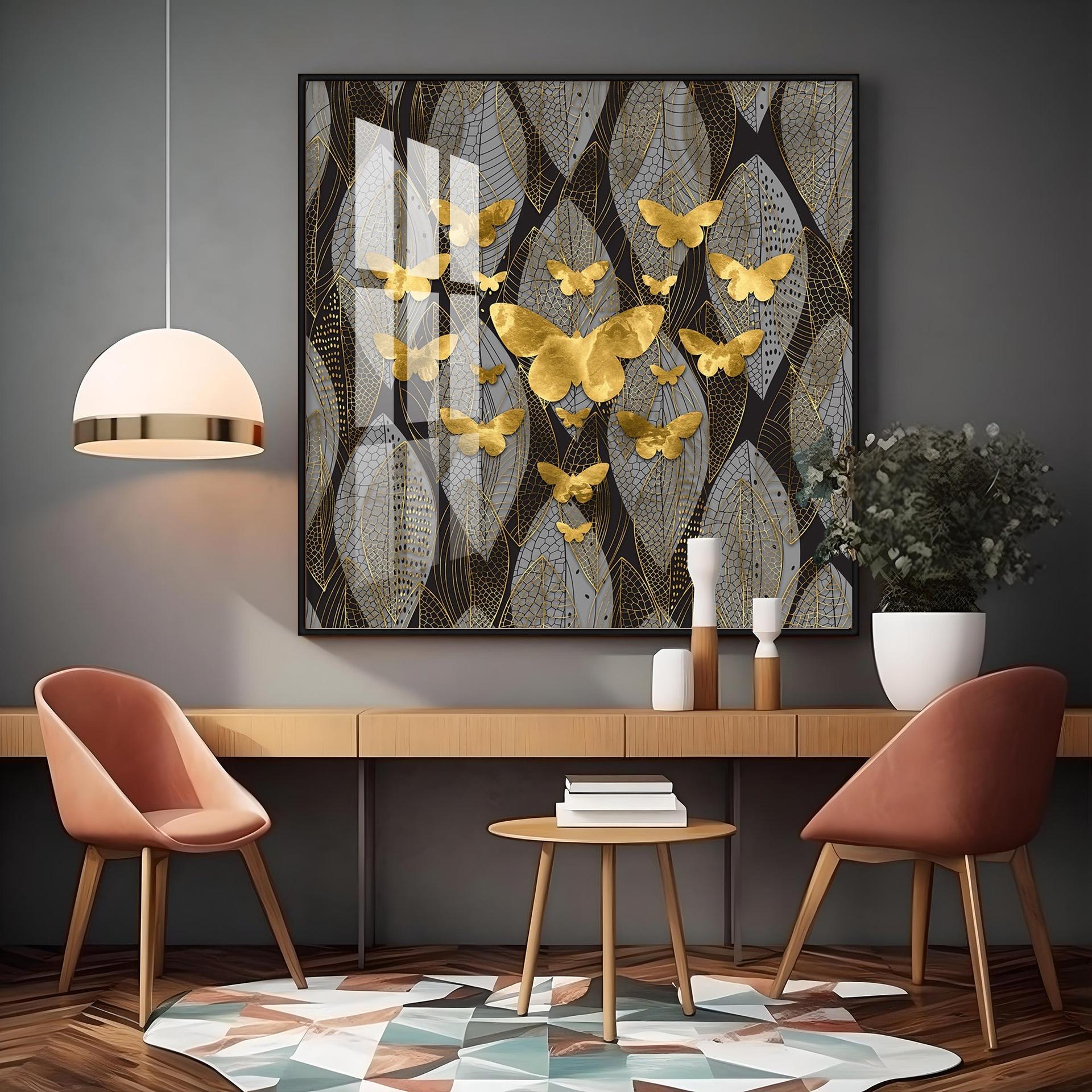 Golden Butterfly Light Luxury Premium Acrylic Square Wall Art - Image 15