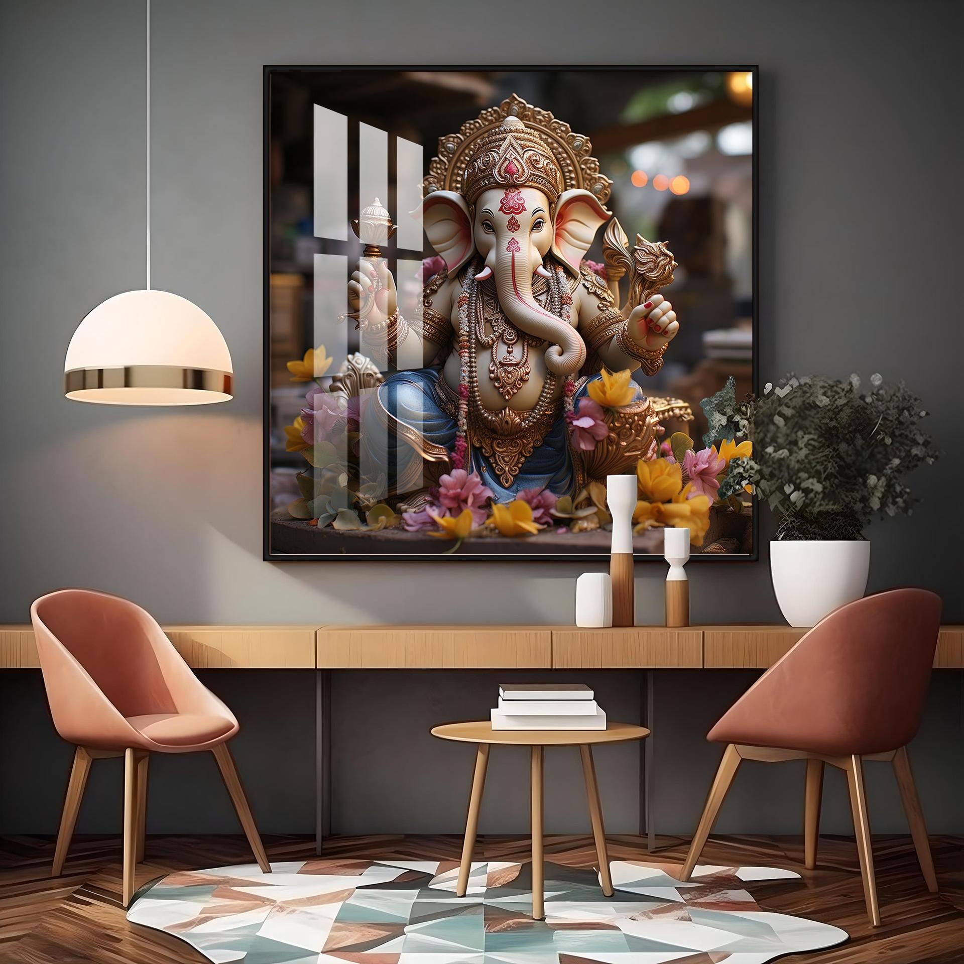 Karya Siddh Ganesh Premium Acrylic Square Wall Art - Image 11