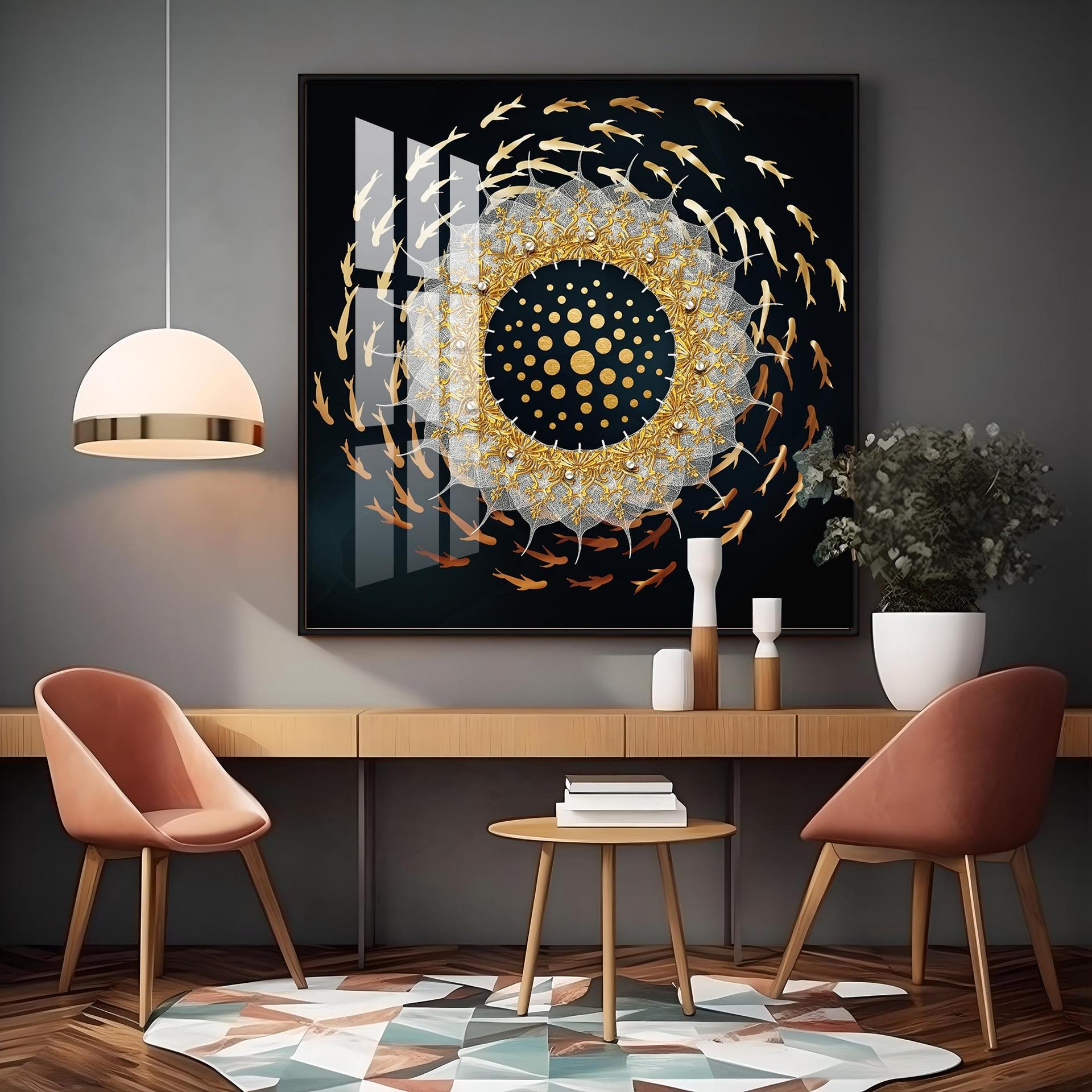 Swirling Fishes Premium Acrylic Square Wall Art - Image 11