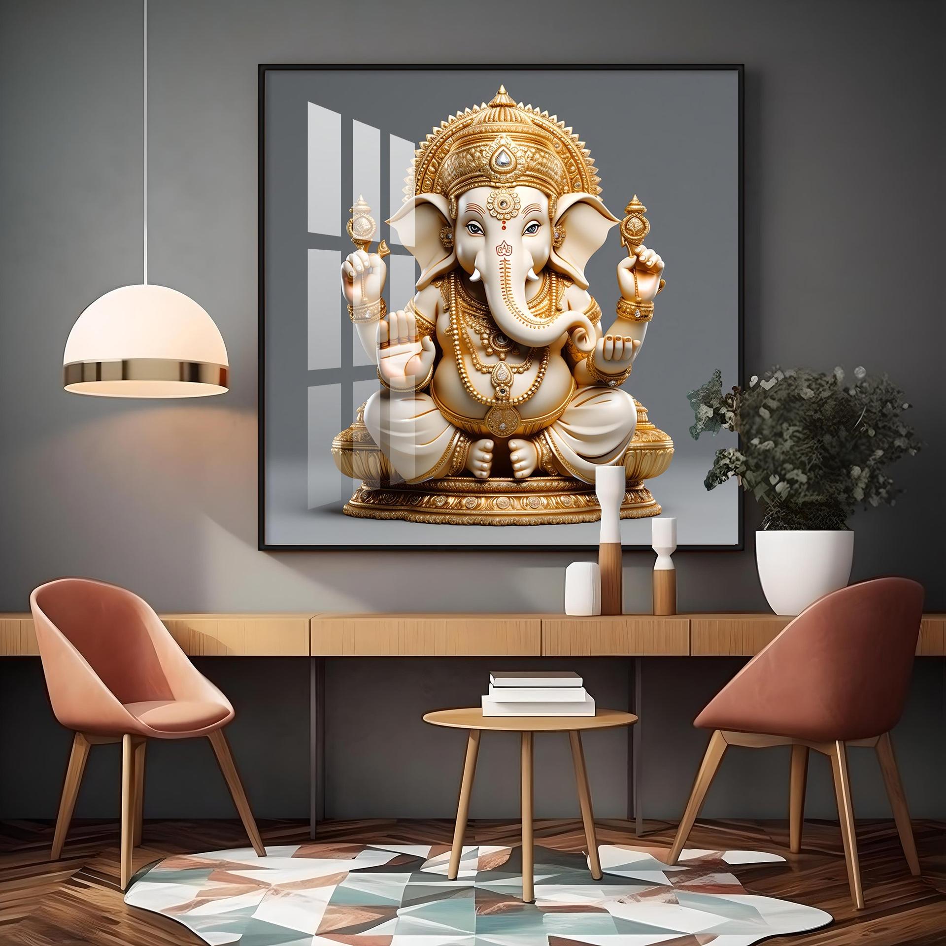 Cute Ganpati Premium Acrylic Square Wall Art - Image 14