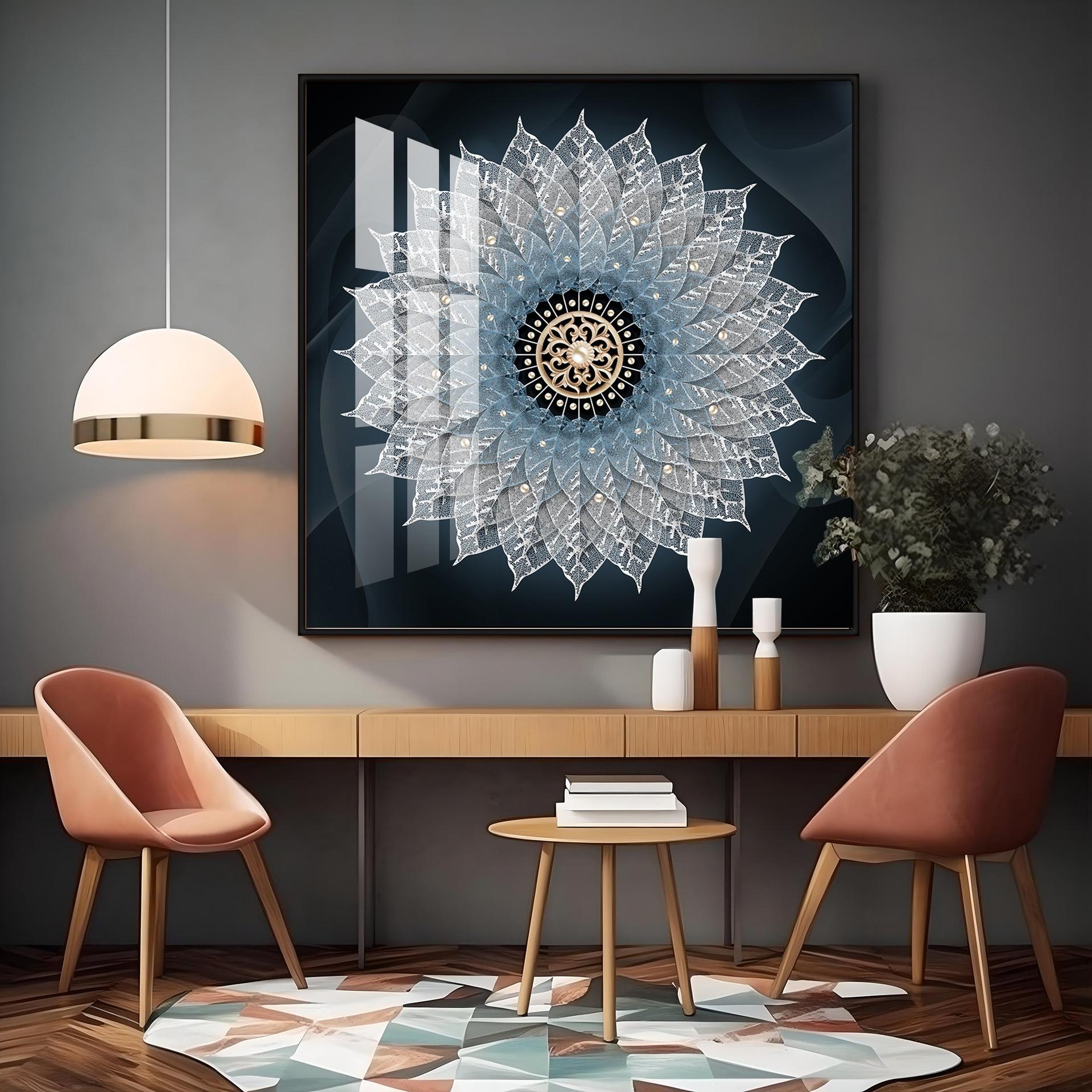 Crystal Flower Mandala Premium Acrylic Square Wall Art - Image 8