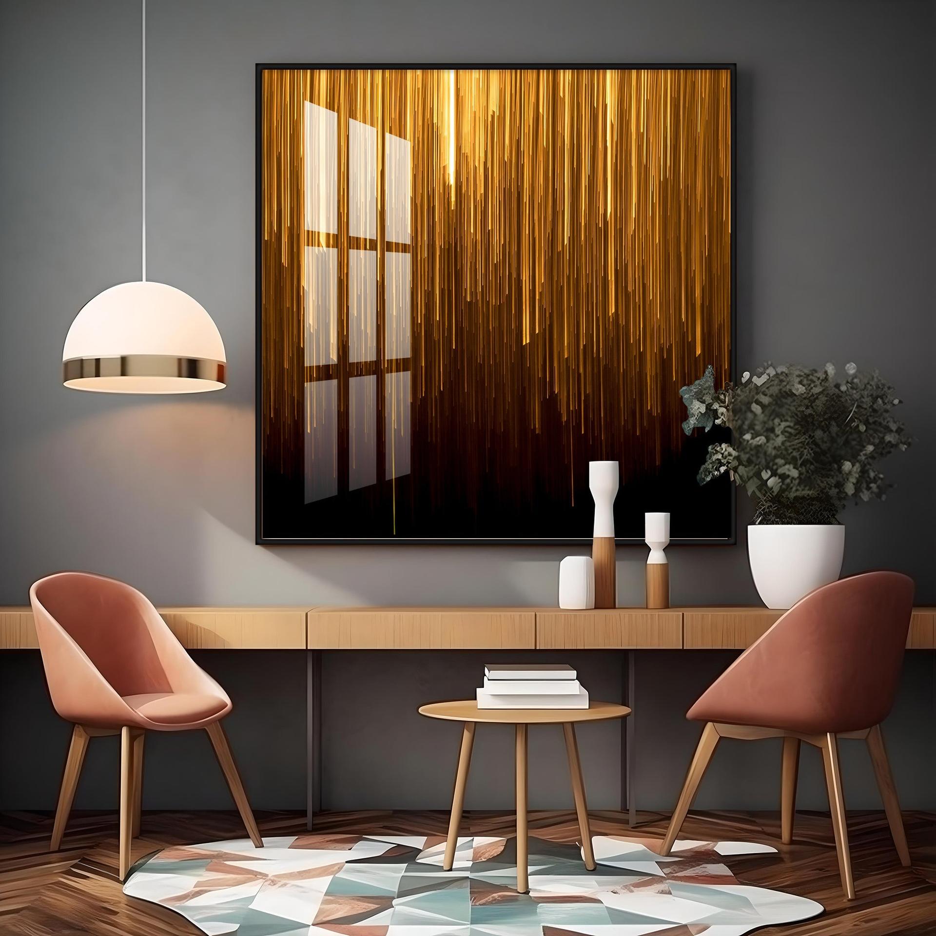 Art Ink Gold Living Room Premium Acrylic Square Wall Art - Image 14
