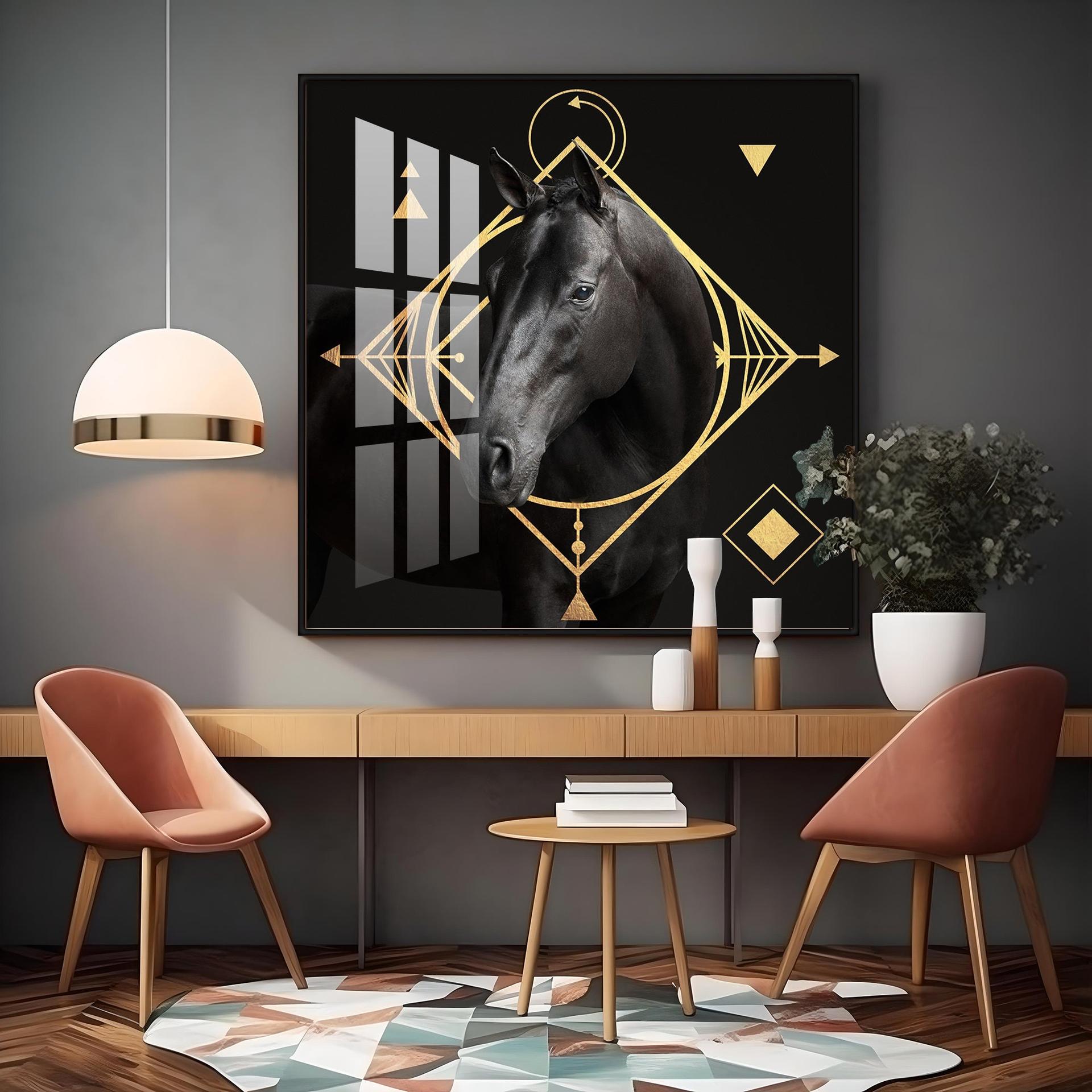 Gold Foil Horse Premium Acrylic Square Wall Art - Image 14