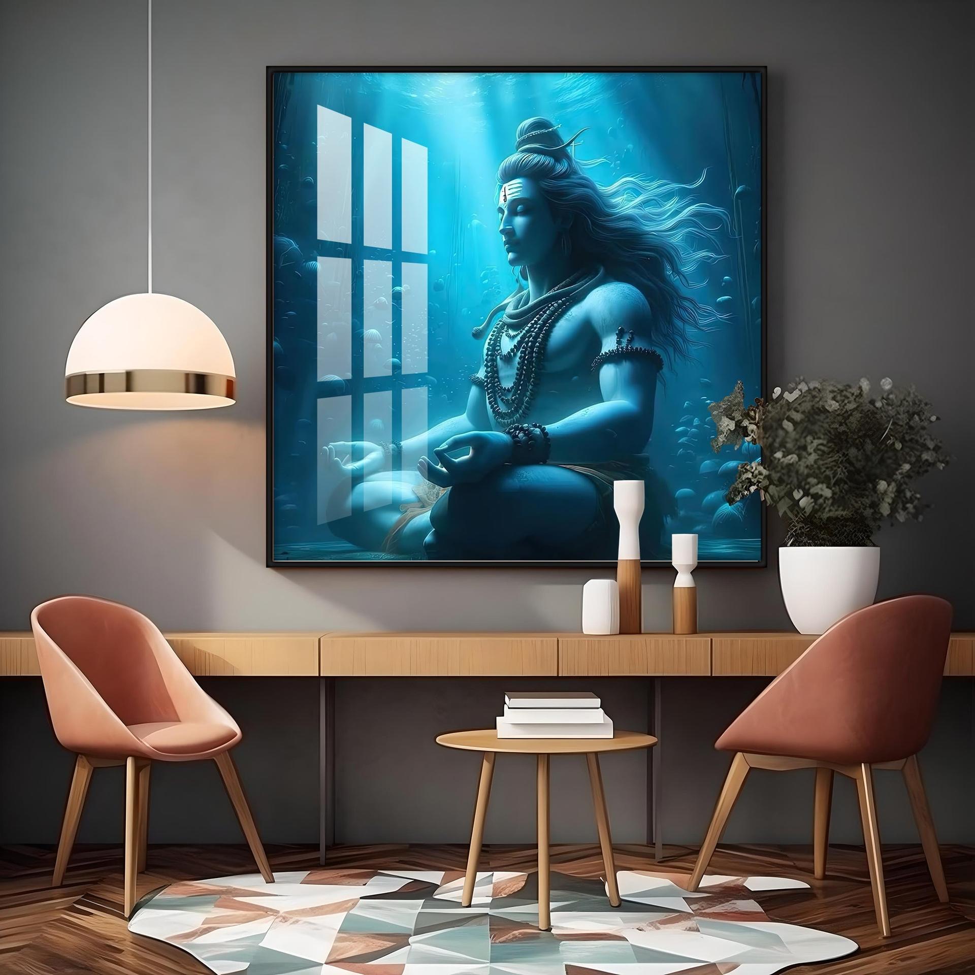 Meditating Shiva Premium Acrylic Square Wall Art - Image 10