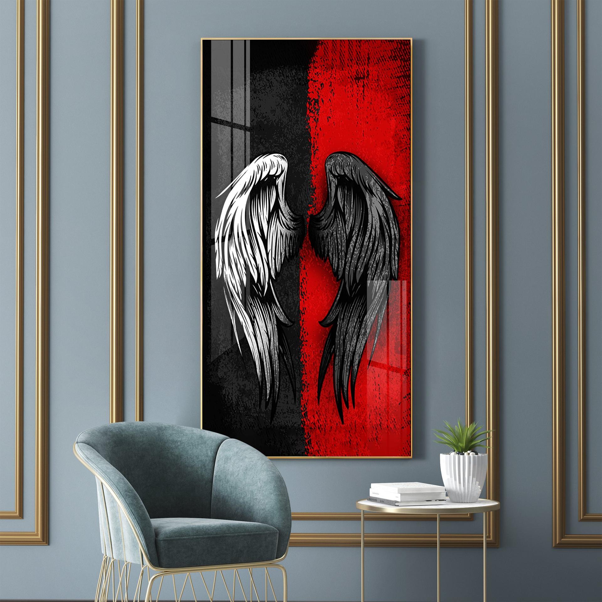 Shadowed Wings Of Passion Premium Acrylic Vertical Wall Art - Image 4