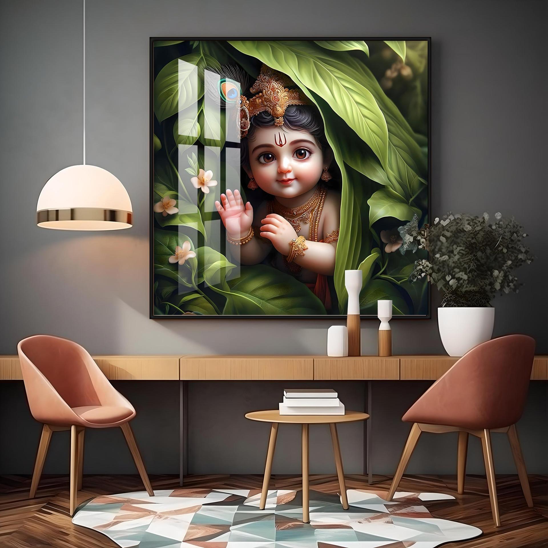 Ladoo Gopal Premium Acrylic Square Wall Art - Image 9
