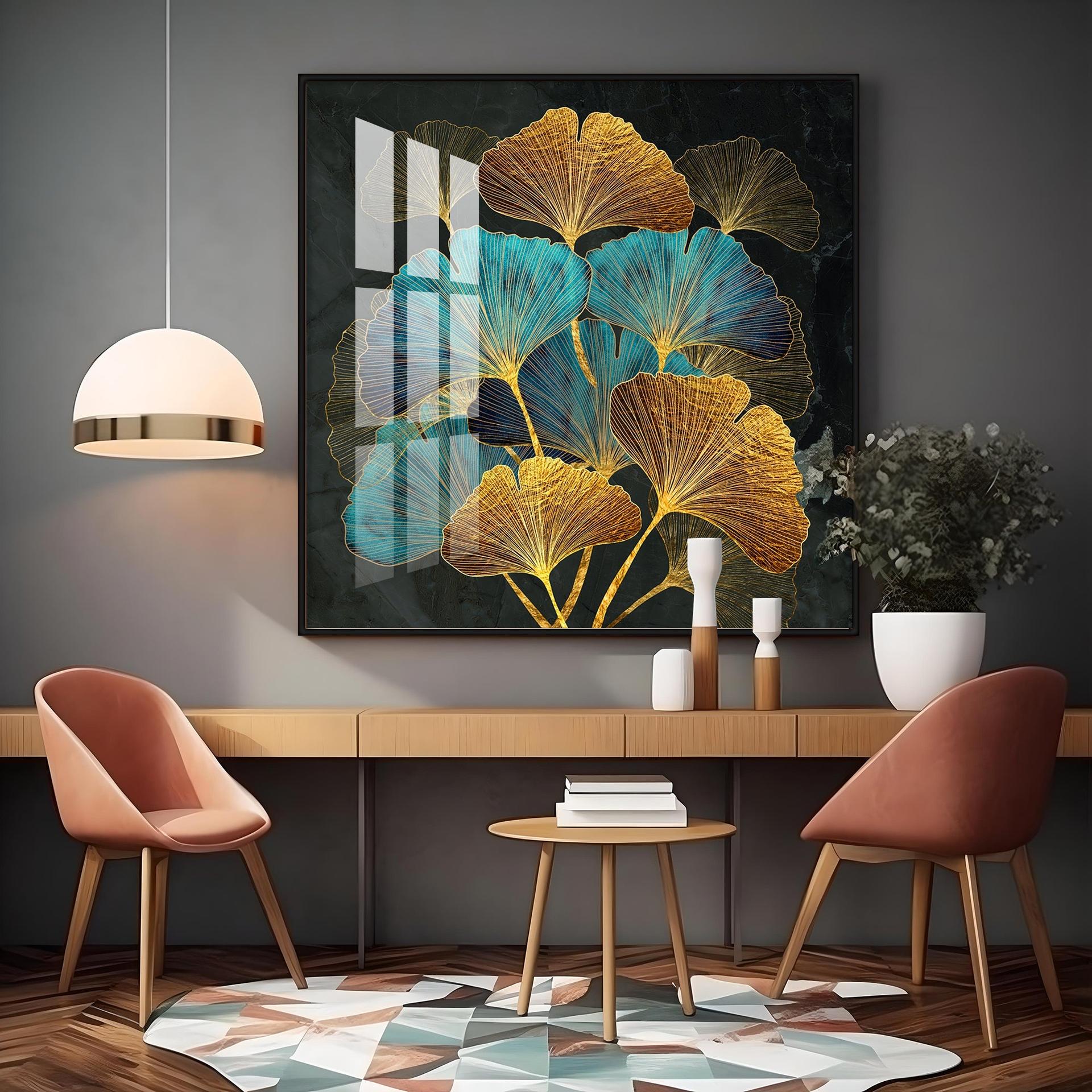 Auspicious Ginkgo Leaf Premium Acrylic Square Wall Art - Image 12