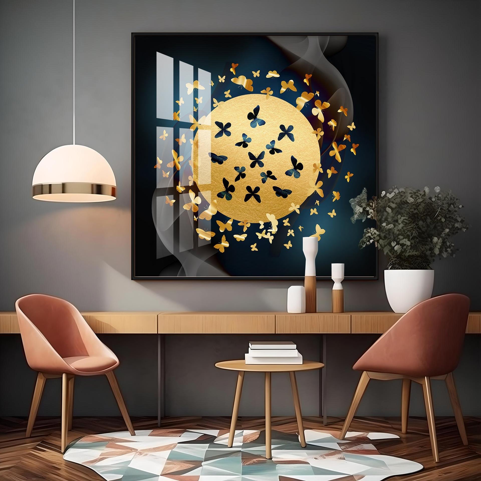 Glittering Butterfly Premium Acrylic Square Wall Art - Image 8