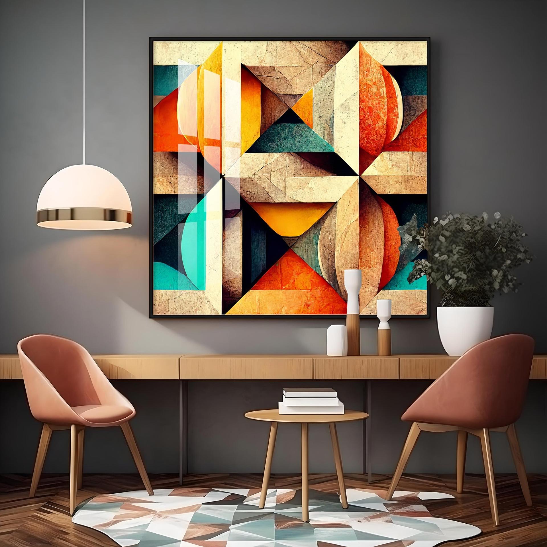 Seamless Pattern Shapes Premium Acrylic Square Wall Art - Image 12