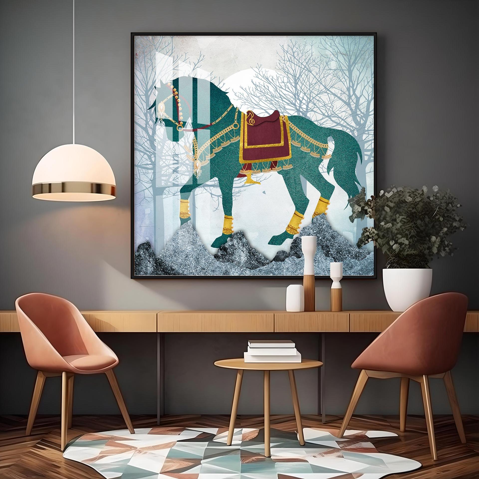European Abstract Three-Dimensional Horse Premium Acrylic Square Wall Art - Image 14