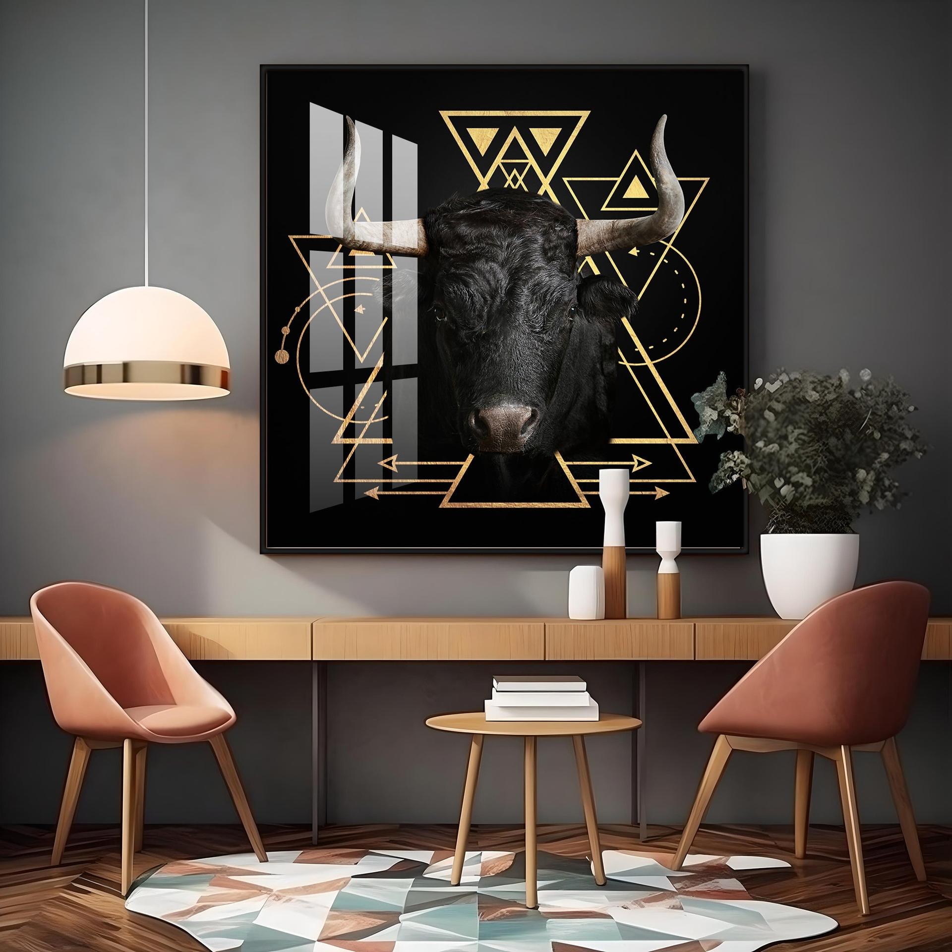 Gold Foil Geometric Figure Yak Premium Acrylic Square Wall Art - Image 16
