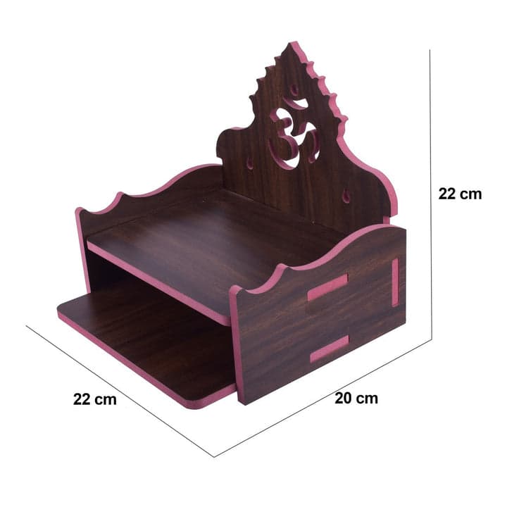 Wooden Small Temple Mandir Pooja Ghar For Home And Office Wall Hanging Beautiful Om Home Temple - Image 9
