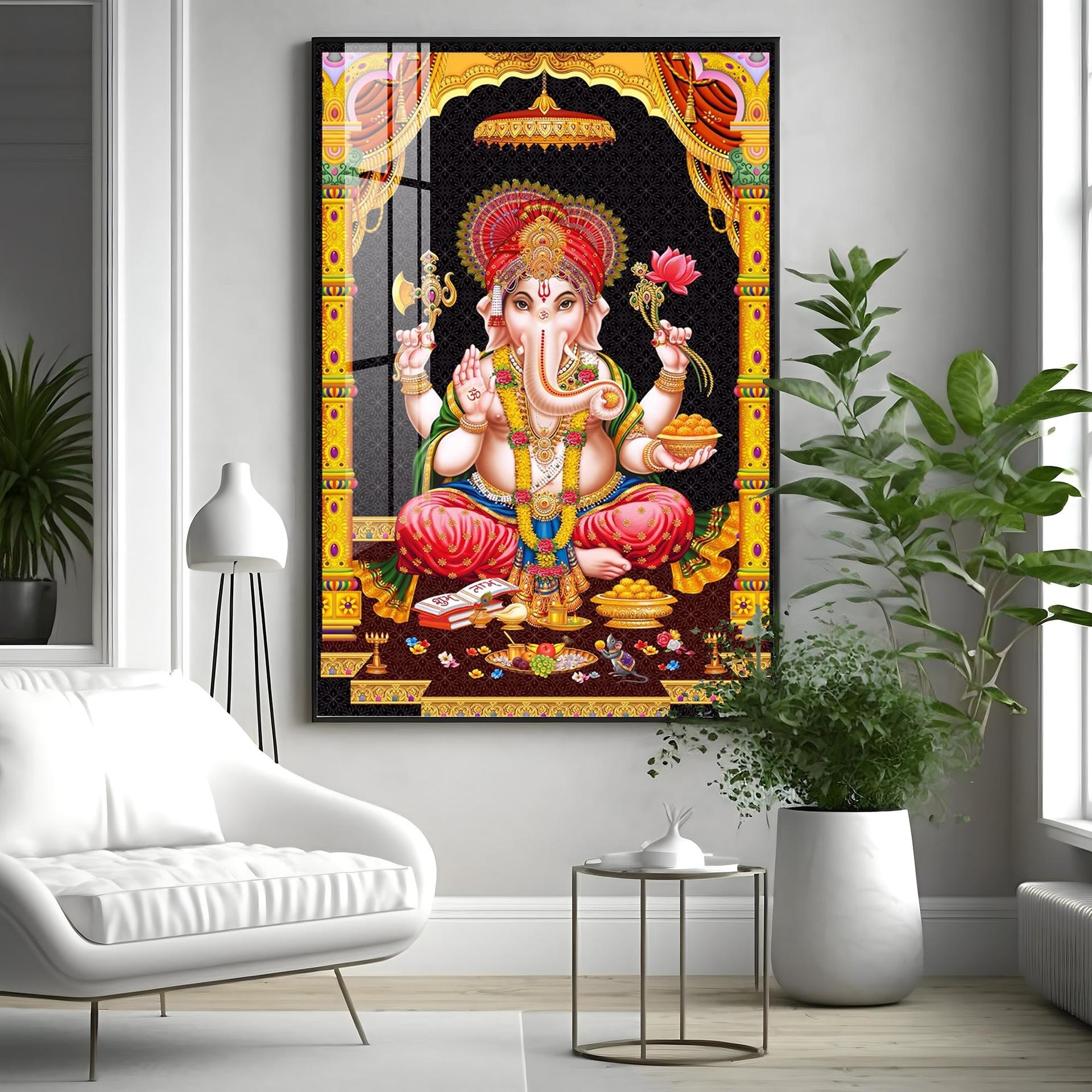 Sacred Ganesha Premium Acrylic Vertical Wall Art - Image 2