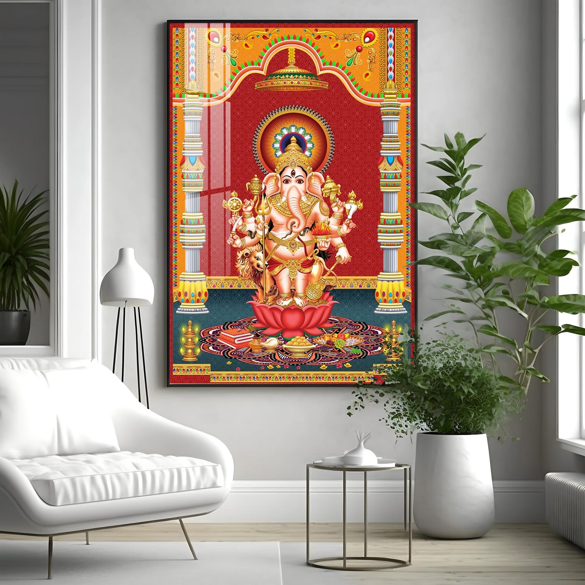 Lord Ganesh Blessings Premium Acrylic Vertical Wall Art - Image 12