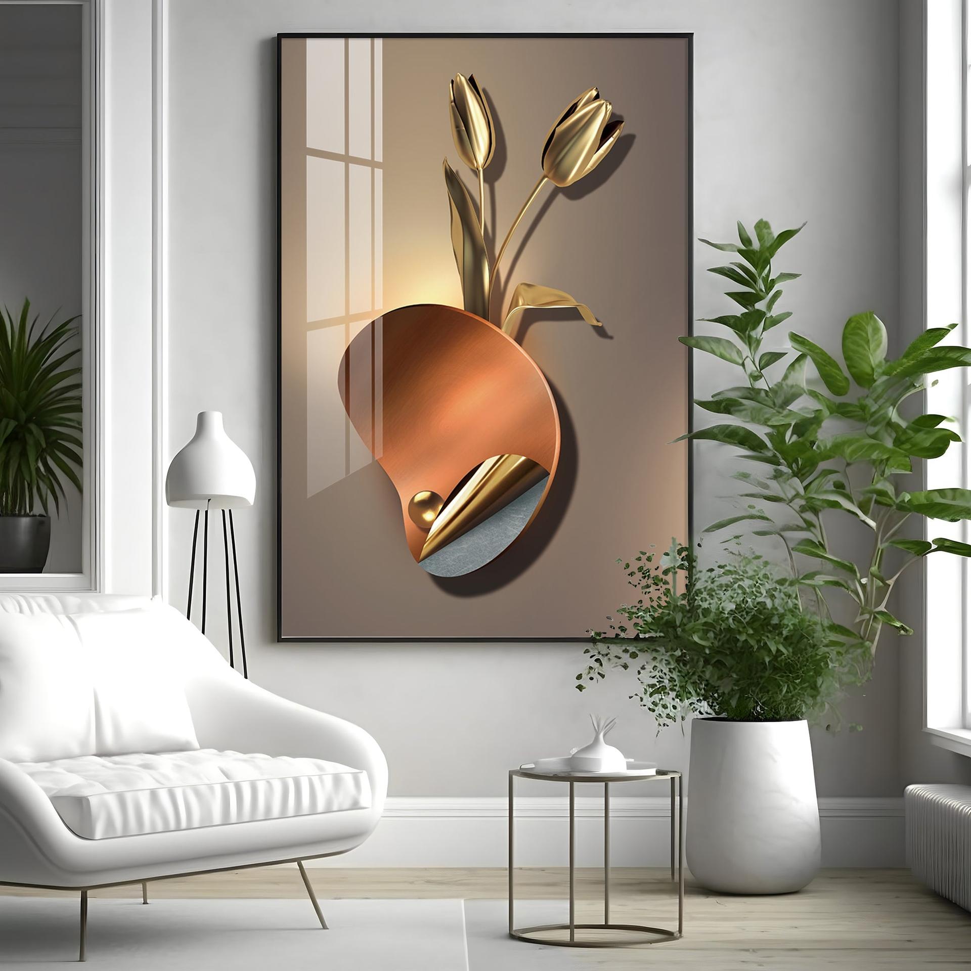 Golden Rose Aura Luxury Crystal Vertical Wall Art - Image 15
